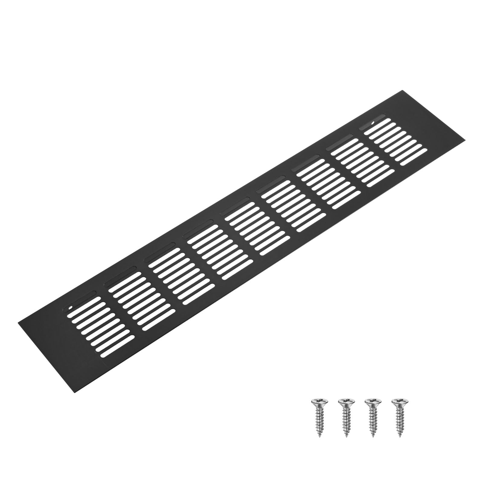 M METERXITY 1-Pack Door Vents for Interior Doors, 16 x 3 Inch/ 400 x 80mm Aluminum Alloy Ventilation Grille for Cabinet/Wardrobe/Shoe Cabinet, Rectangle Air Vent with 4 Screws [Black]