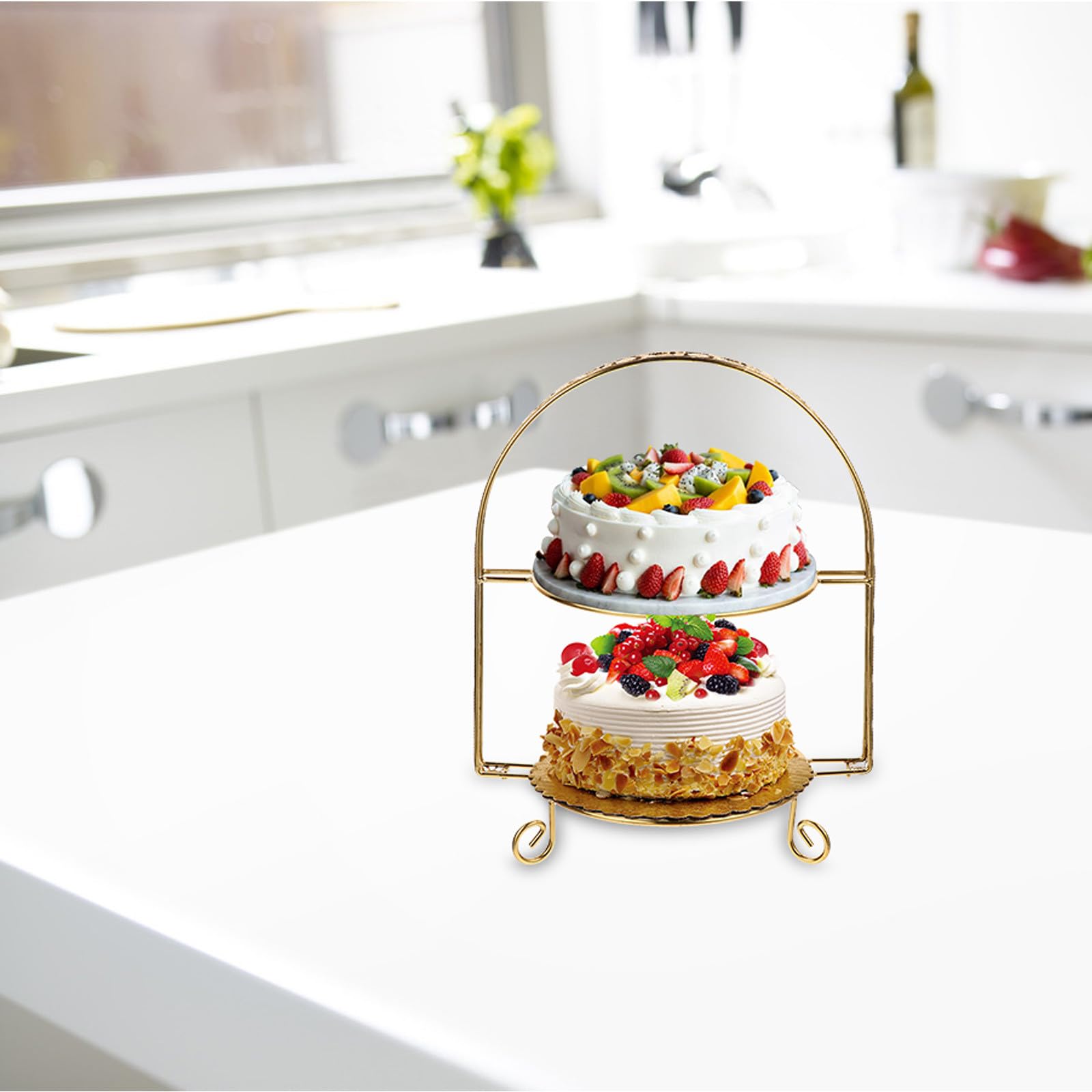 Alzata per Torta Design Raffinato e Funzionale in Ferro a 2 Livelli Alzatina per Dolci per Compleanni e Matrimoni