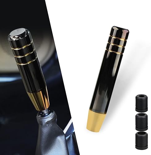 Pomo de palanca de cambios de aluminio pulido para automóvil, perilla de palanca de cambios de 7 pulgadas, mango largo con 3 adaptadores roscados,