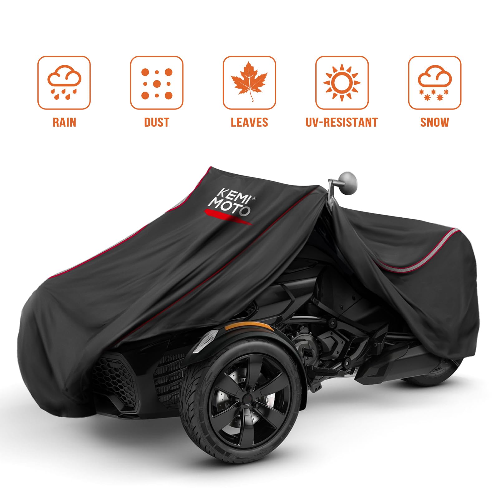 KEMIMOTO Impermeable Funda Exterior Mejorada, Tejido Oxford 420D con Bandas Reflectantes, Resistente a los Rayos UV, Compatible con Can-Am Ryker 600, 900, Sport & Rally Edition