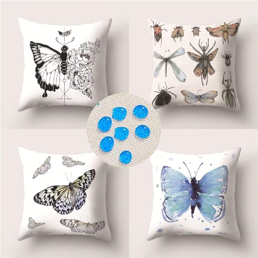 Set di 4 Fodere per Cuscino Impermeabili 75x75cm, Federe Cuscini Divano Farfalla Primaverile Biancheria Decorativi Copricuscini in Lino con Cerniera Nascosta per Esterno Grandi Cuscini Esterno A441