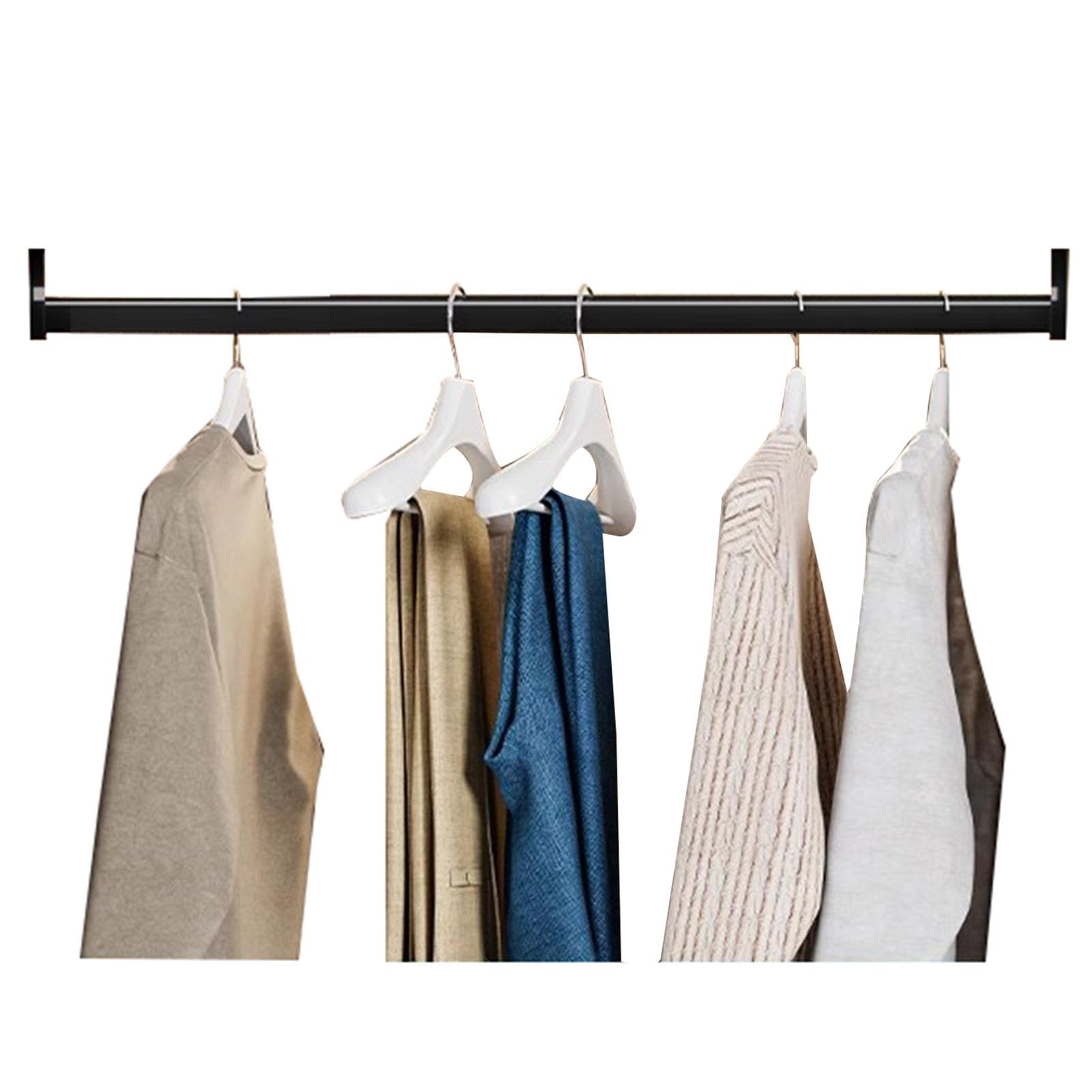 Schrankstange Schrankrohr Kleiderstange Rechteckig Kleiderbügel-Stange, 30 50 70 100 130 150 180 Cm Extrem Lang Kleiderstangen Und Halterungen Im Set, Zuschnitt Raumteiler Bar Für Hängende Kleidung(Co