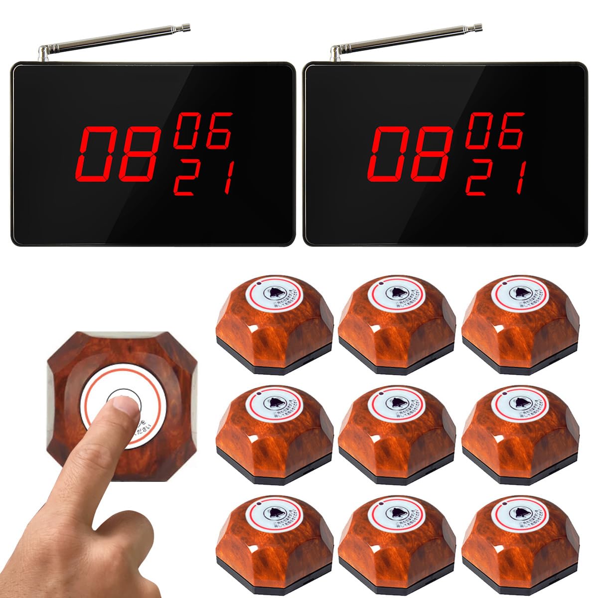 Amazon.co.jp: 飲食店 呼び出しベル 受信機2台 チャイム 送信ボタン 10