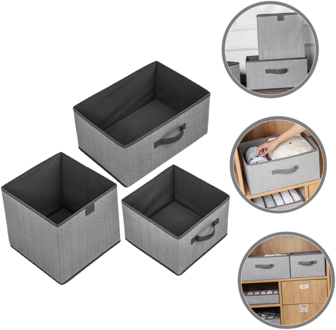 Ciieeo 3pcs Clothes Storage Bins Wardrobe Organizer for Bedroom Lightweight Storage Case Convenient Handle Design for Closet Organization