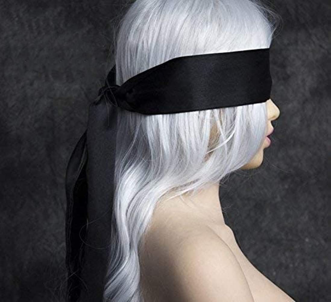 LATRAT 2 Pezzi Raso Benda per Occhi, Satin Eye Covers Sonno Maschera per Dormire Games, Maschera Sonno degli Occhi Raso Seta Maschera Occhi in Raso Sexy Morbido ed Elegante Stirabile Nero
