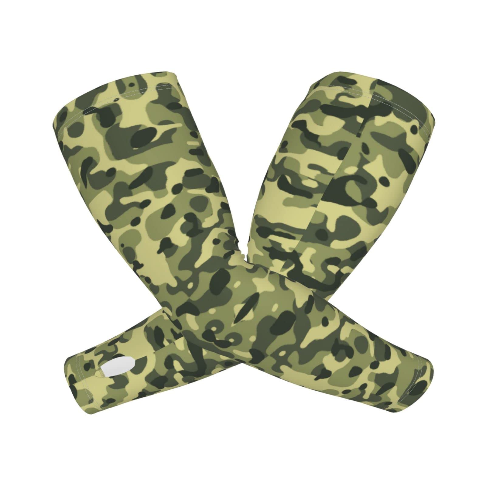 Generic Sun Protection Cooling Arm Sleeves With Thumb Holes Green Digital Camouflage Gardening Outdoors Sports Workouts Sunscreen Arm Sleeves