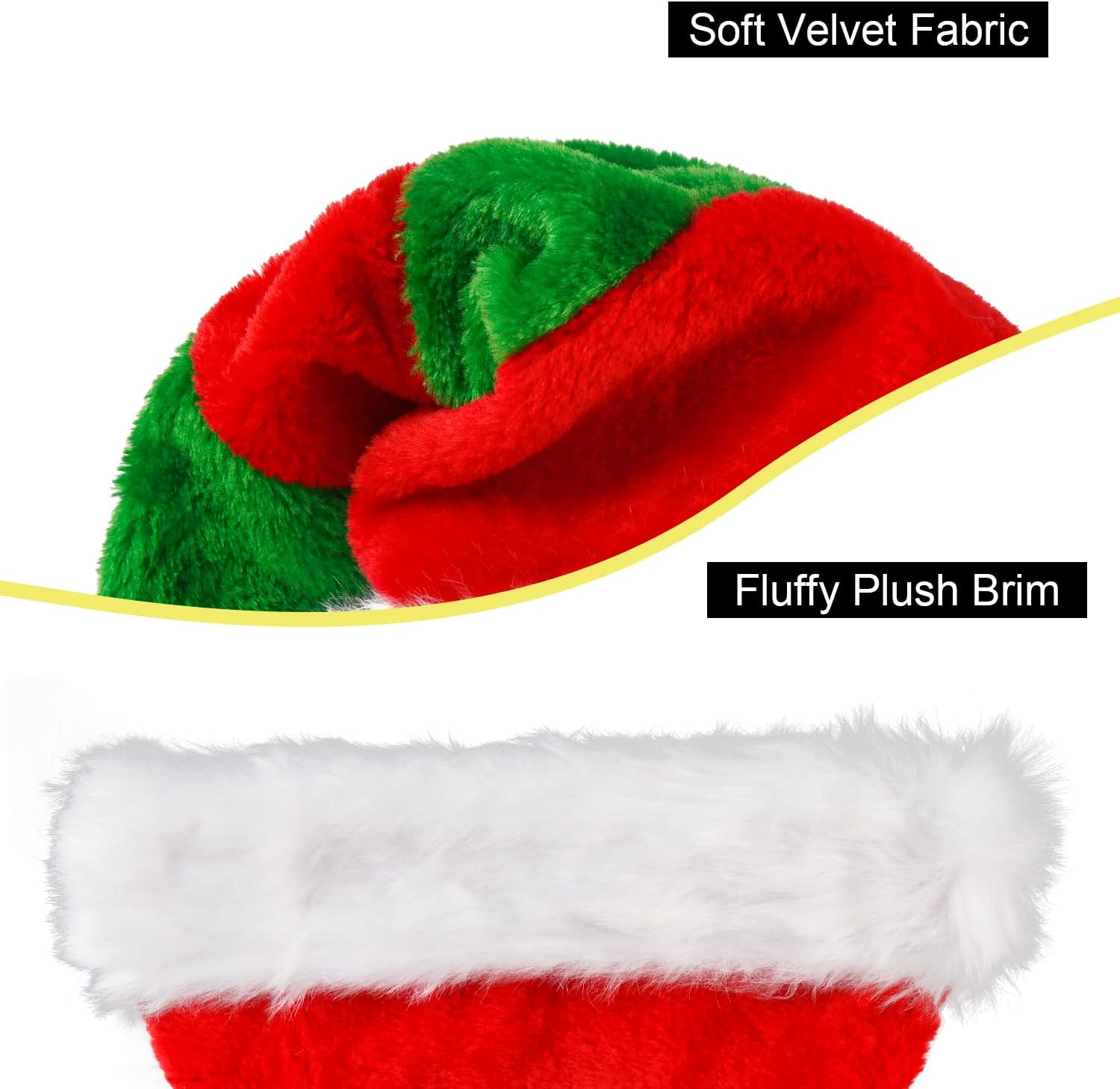 FOIMAS Santa Hat for Adults,Plush Christmas Hats with White Fur Xmas Hat for Christmas Holiday Party Decoration - Image 3