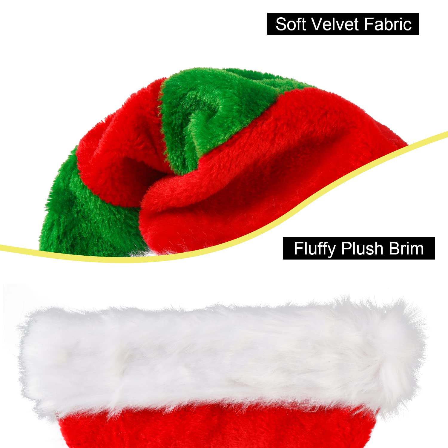VEYLIN Father Christmas Hat, Green/Red Santa Hats for Children Adults Thickened Warm Christmas Party Hats (17.7 x 11.8 Inch) - Image 4