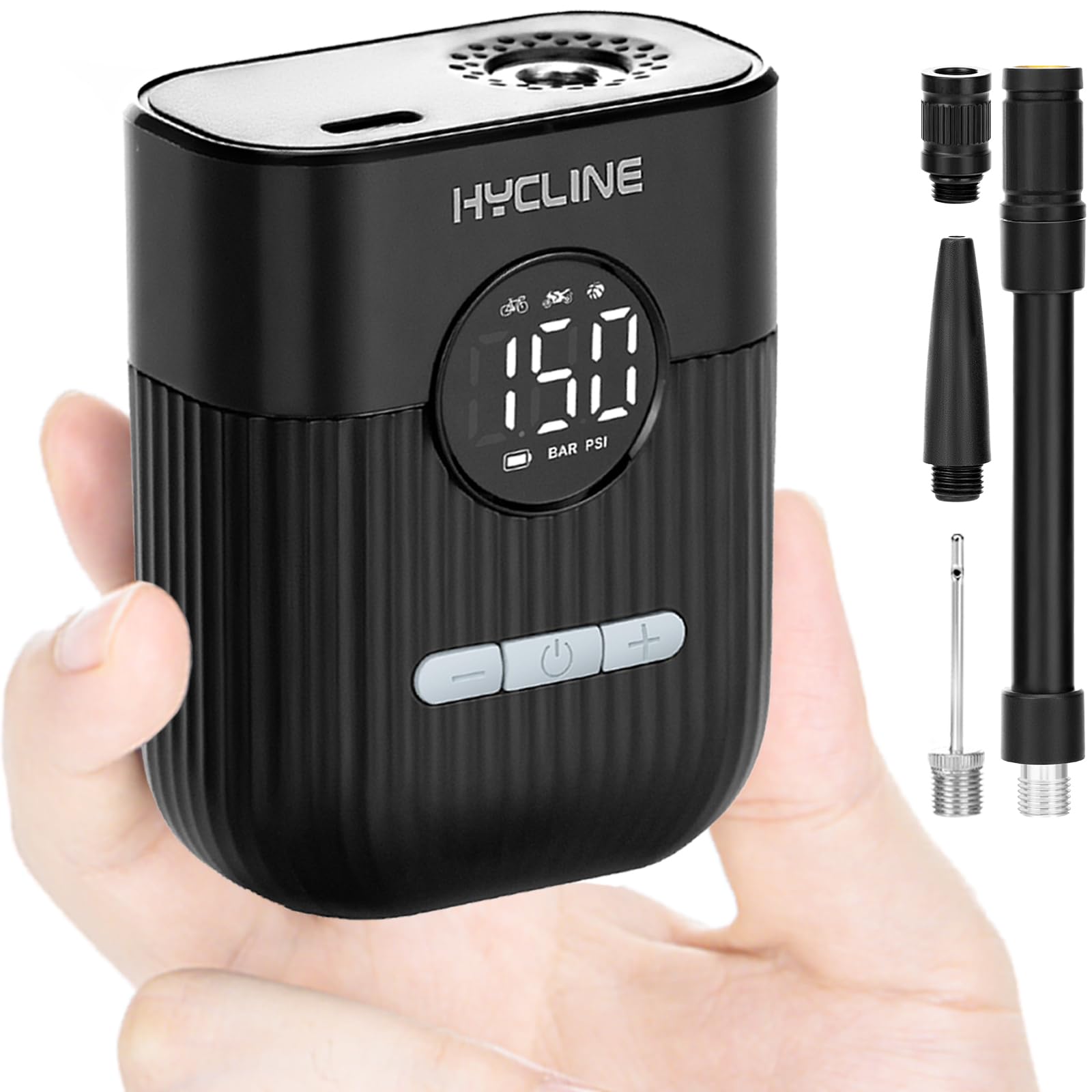 Hycline Mini Electric Bike Pump, 150PSI Gauge Bicycle Tire Pump