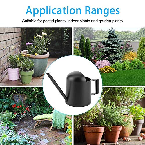 Smallterm Mini Watering Can, 300 Ml Black Stainless Steel Watering Can, Long-Mouth Planting Water Can, Suitable for Garden Plants - Image 3