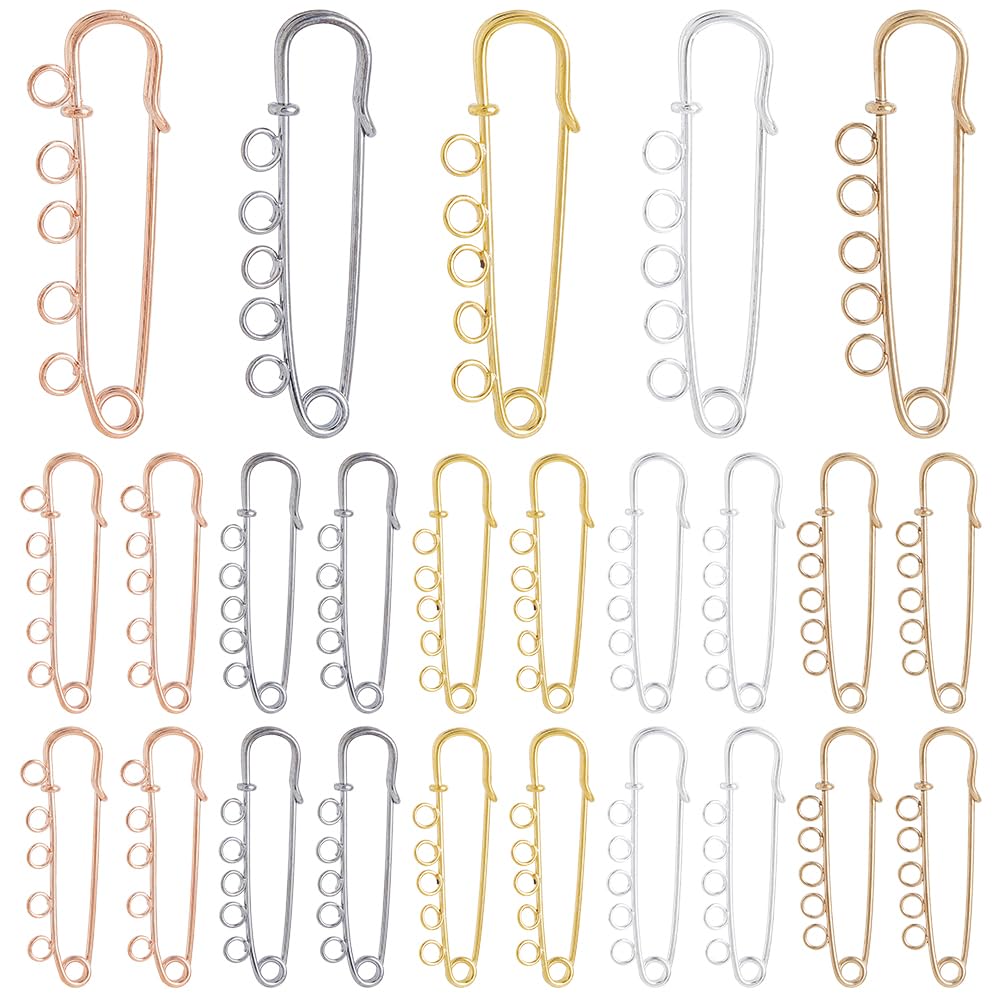 1 Scatola 25 Pezzi 5 Colori Spille Artigianali Spille di Sicurezza Resistenti alla Rinfusa con 5 Anelli 50mm Ferro Kilt Colorati Grandi Spille in Metlega Accessori per Gioielli Coperte Gonne