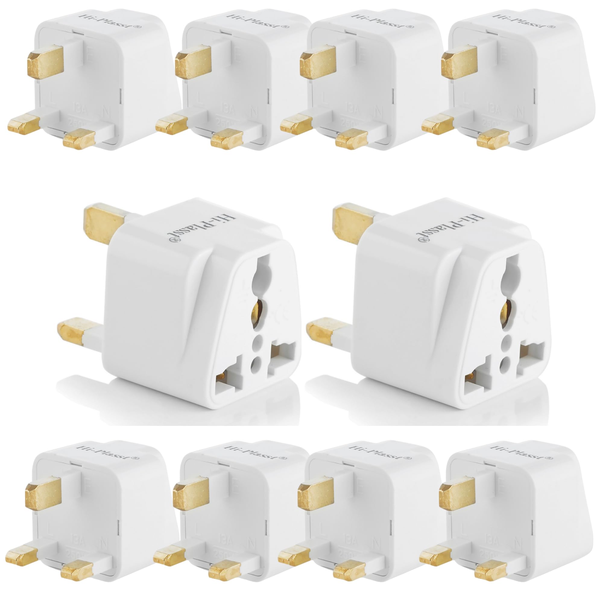 Hi-PLASST India to UK Plug Adapter Type G Converter (Pack of 10) for London, UAE, Singapore Universal Travel Adapter, UK Adapter for Indian Pins for Phone Chargers, Laptop, Camera (UK 3Pin Plug-10pcs) (B081THLLGZ) Amazon Price History, Amazon Price Tracker