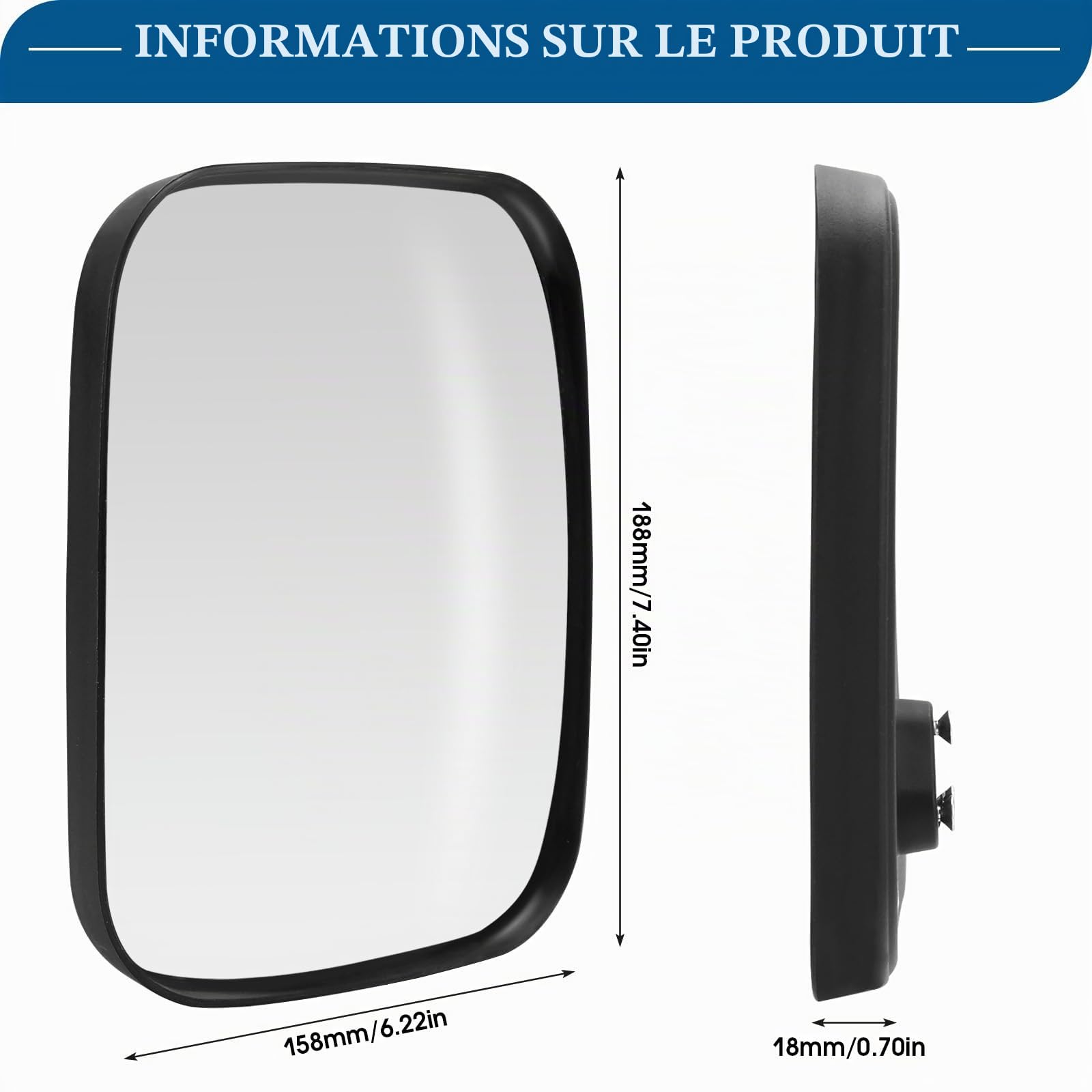IIRC Rétroviseur de rue, 19 x 16 cm, grand angle réglable, miroir convexe pour sorties, garages, allées, entrepôts, cours, hôpitaux, magasins, intérieur et extérieur