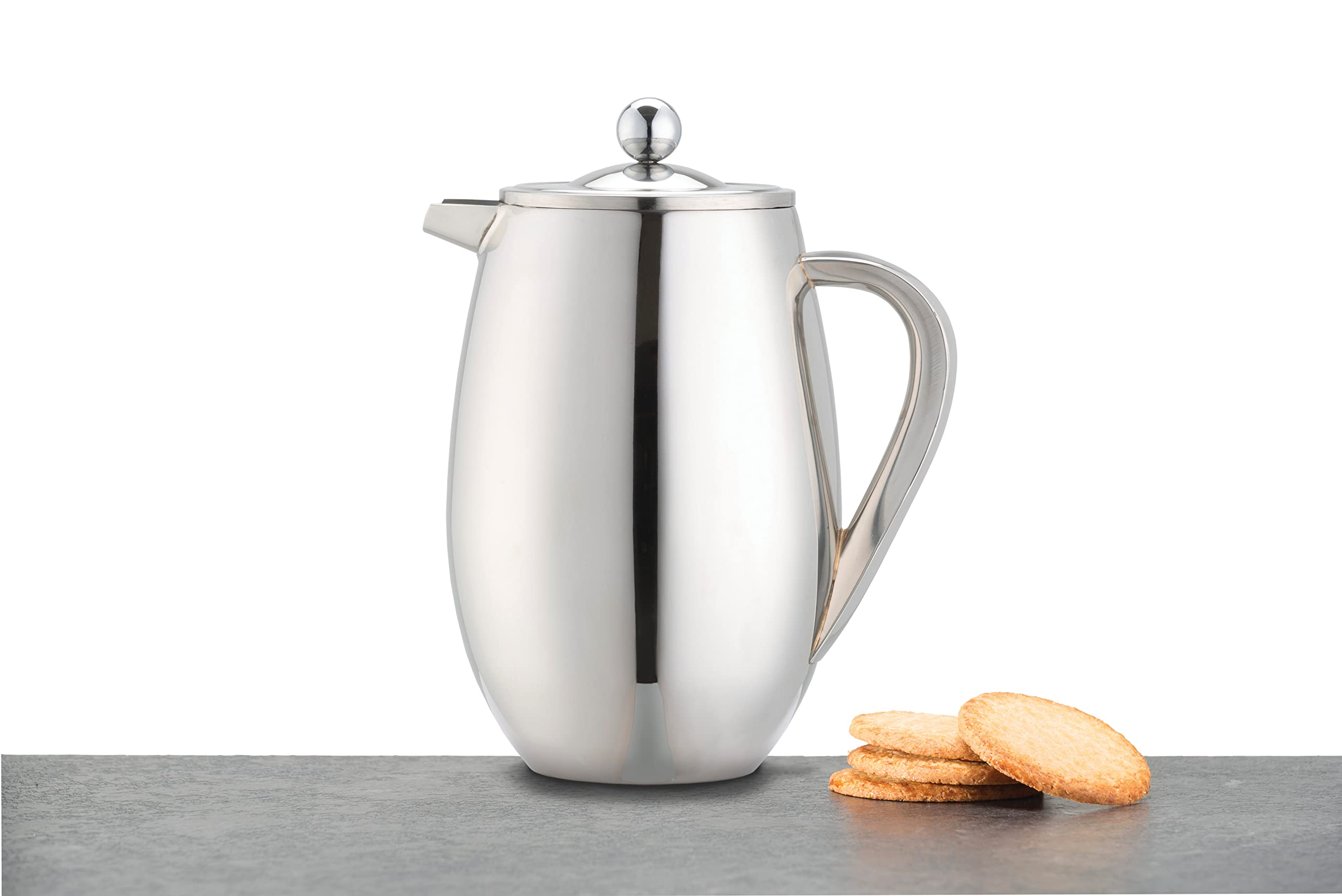 La Cafetière Edelstahl doppelwandige isolierte Cafetière 8 Tassen, Edelstahl, silber