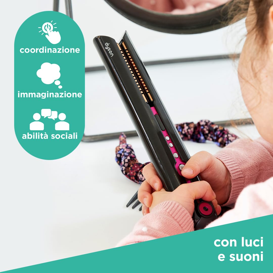 Casdon Dyson Toys - Set per Lo Styling Supersonic e Corrale Deluxe, Piastra per Capelli e asciugacapelli con Funzione Reale, con luci e Suoni interattivi, per Bambini dai 3 Anni in su