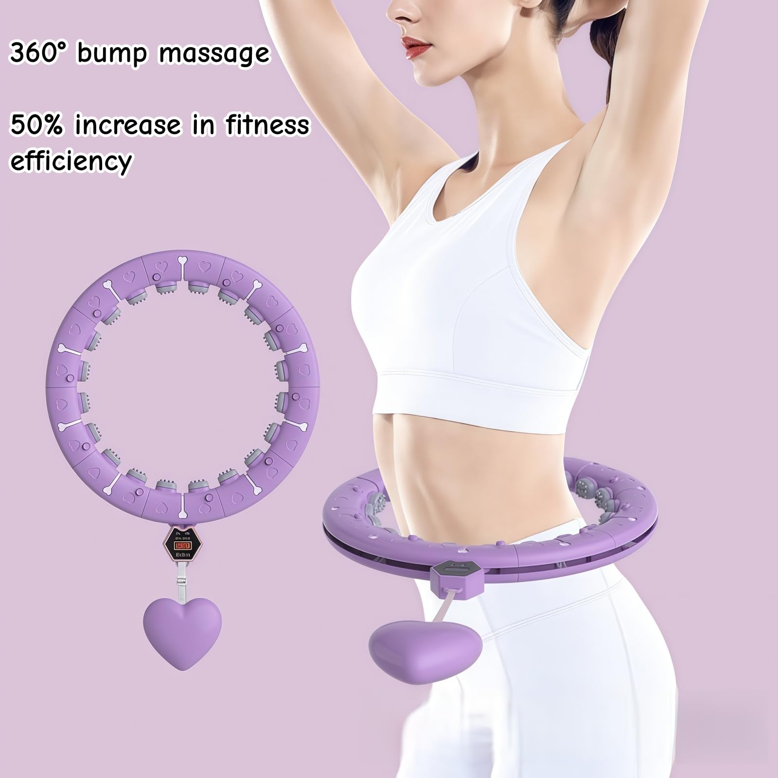 Cerceau intelligent avec compteur, cerceau de fitness lesté pour entraînement de base, cerceau d'exercice réglable pour entraînement à la maison, cadeau pour femme