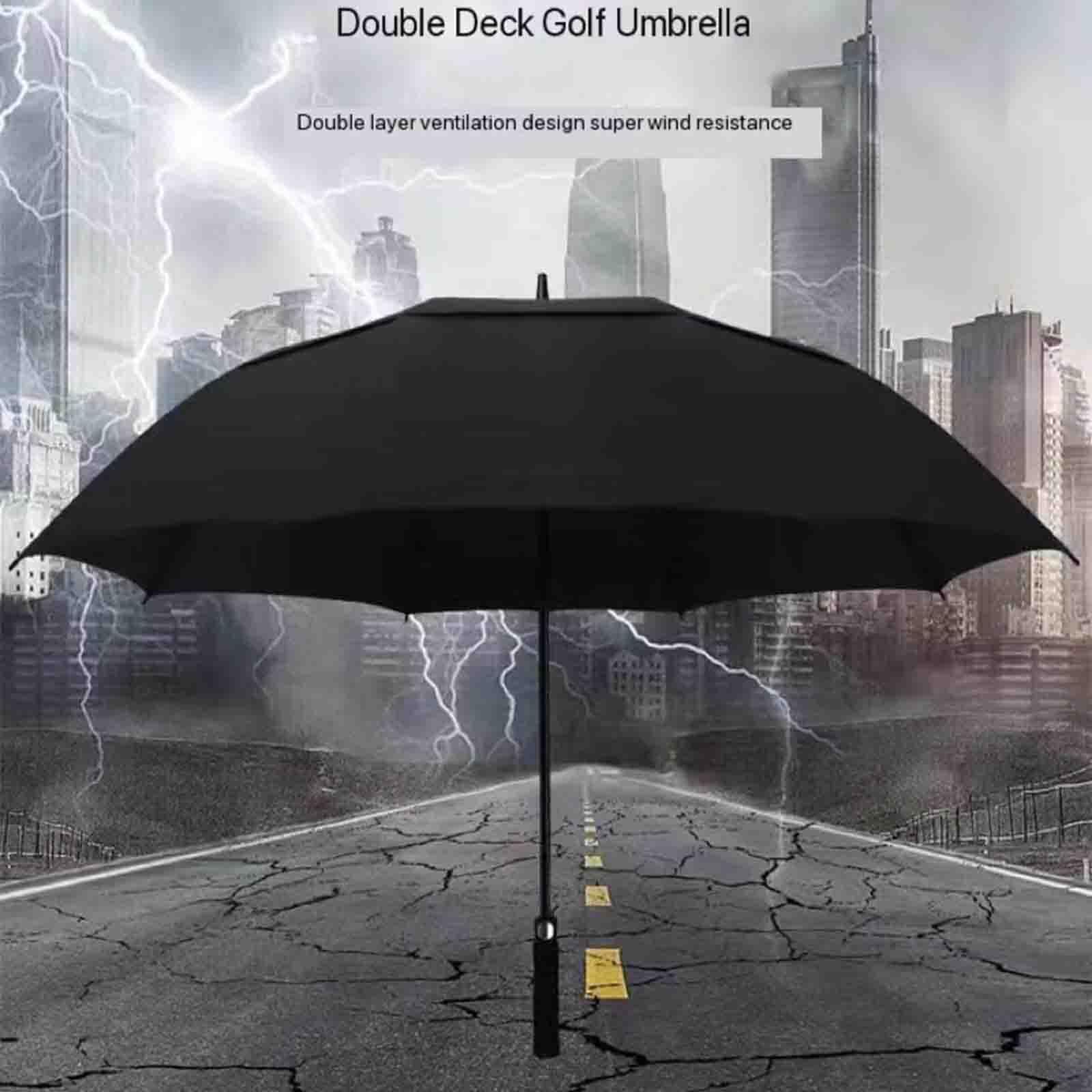 Prosty parasol 59-calowy bardzo duży parasol golfowy, ponadgabarytowy dwuwarstwowy parasol golfowy z pełnego włókna Automatyczny parasol z długim uchwytem Biznes (Blue)