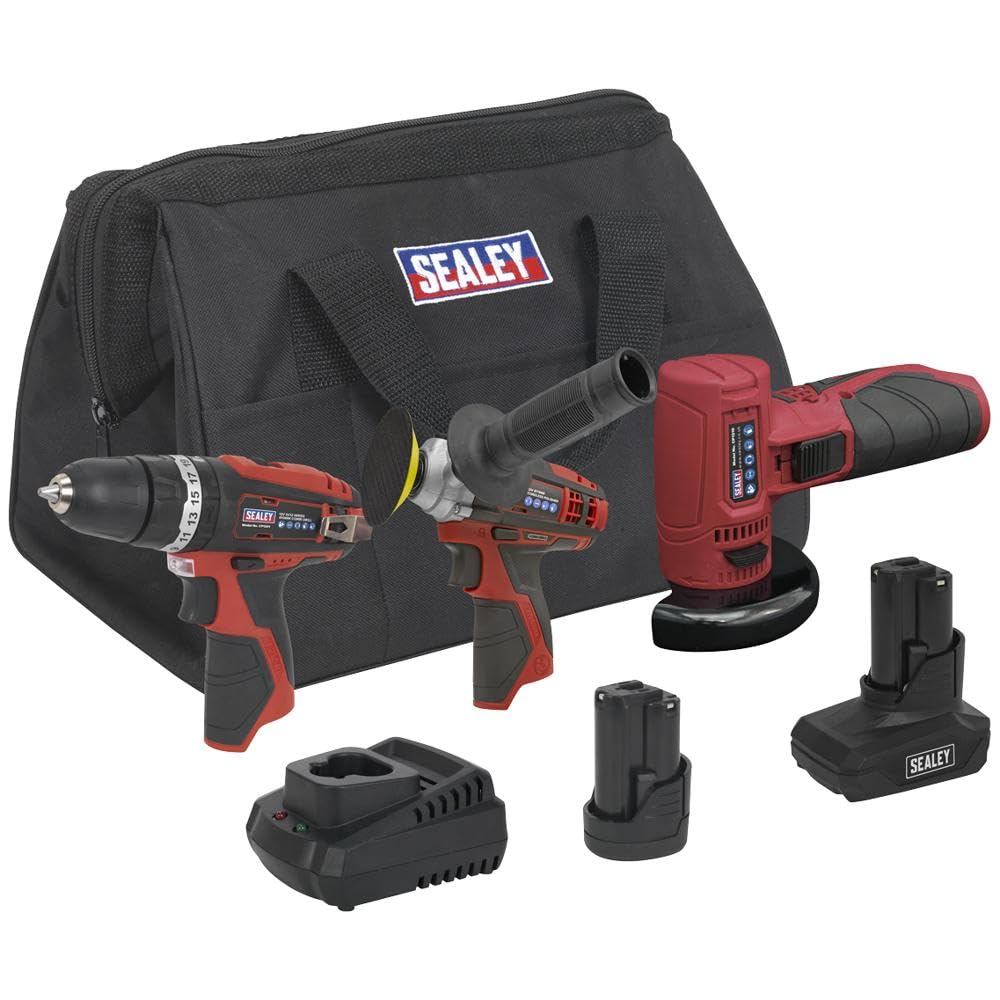 Sealey 3 x SV12 Series Cordless Power Tool Kit 12V - 2 Batteries CP1200COMBO7