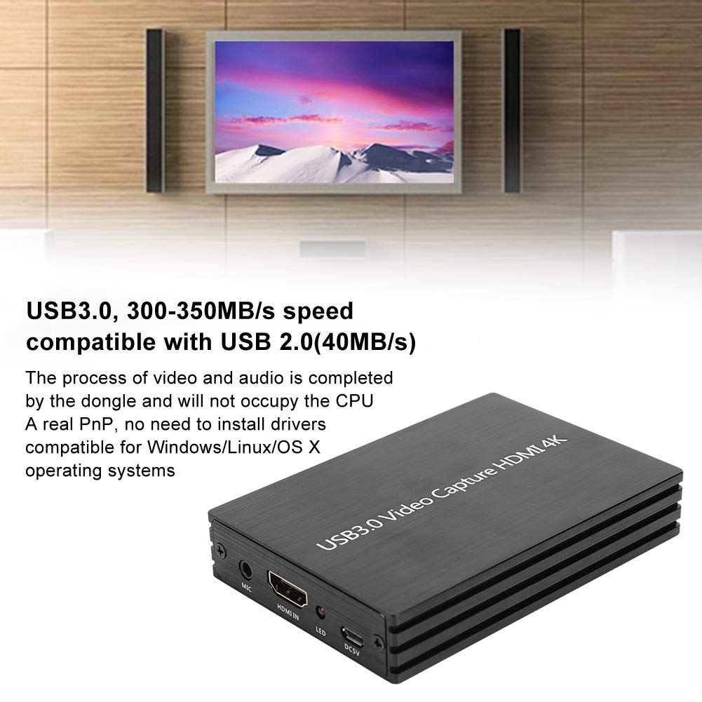 S300 Scheda di acquisizione 4K per streaming, Full HD 1080P 60FPS USB 3.0 Scheda di acquisizione audio video HDMI per sistemi operativi Linux Os X, acquisizione di giochi