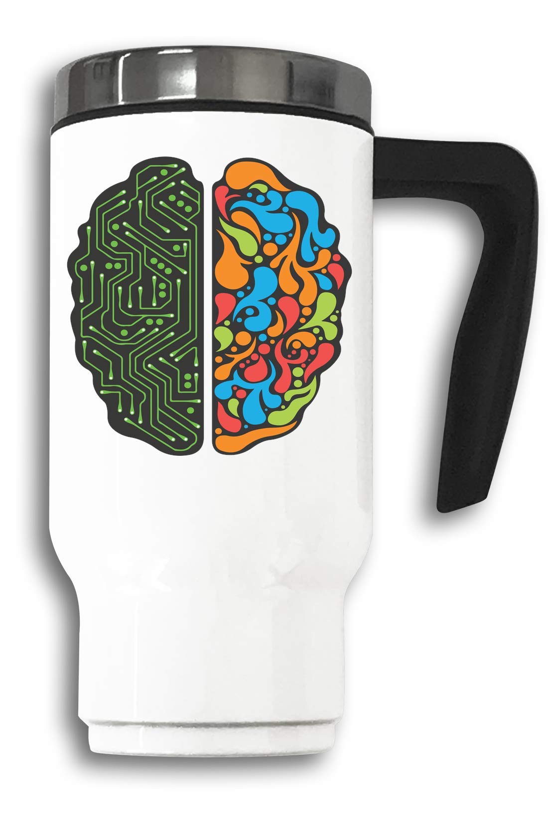 Luckyprint Techno Brain Psychedelic Circuit Graphic Thermal Coffee Tea Mug Thermos 480ml