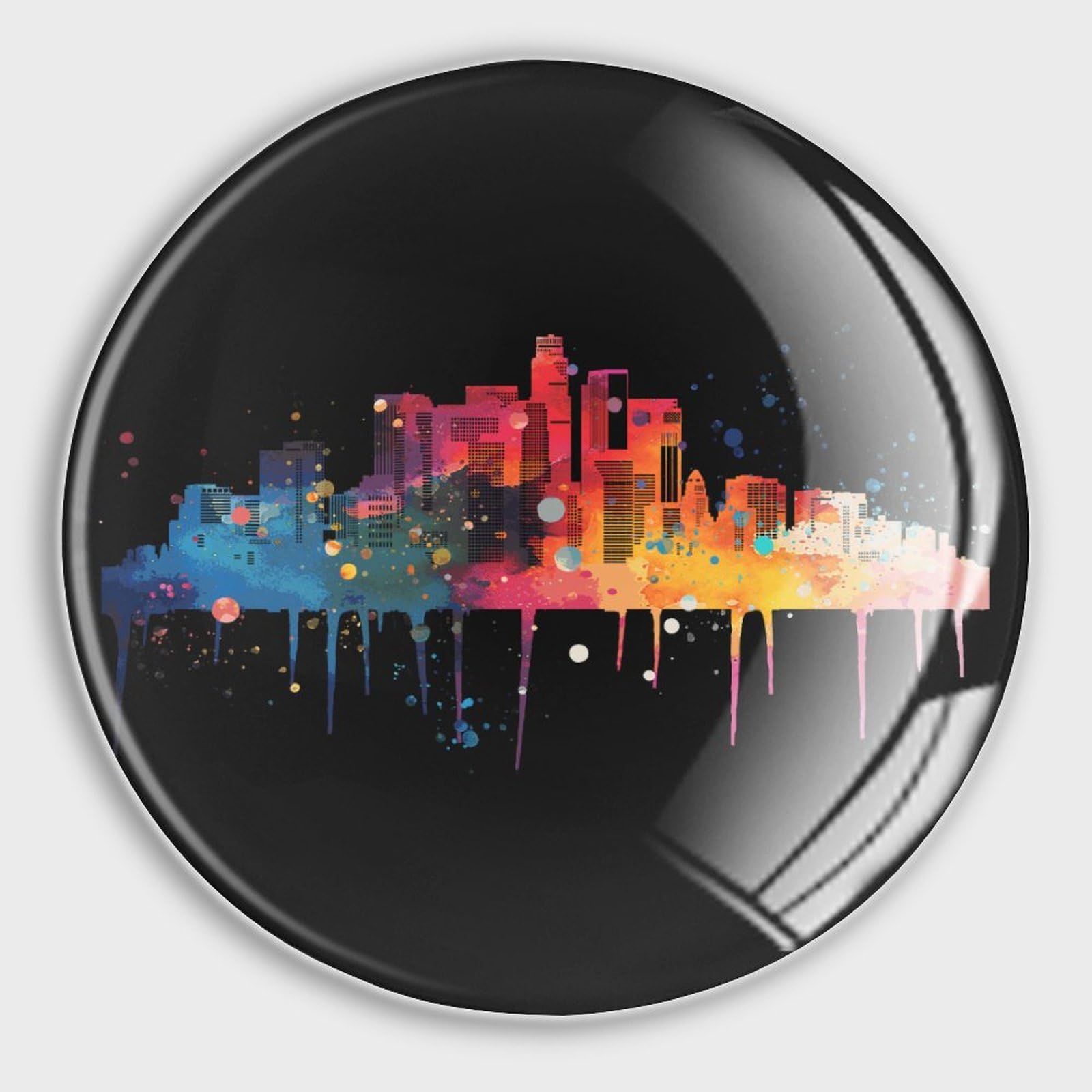 Lot de 4 aimants en verre pour réfrigérateur motif horizon bâtiment