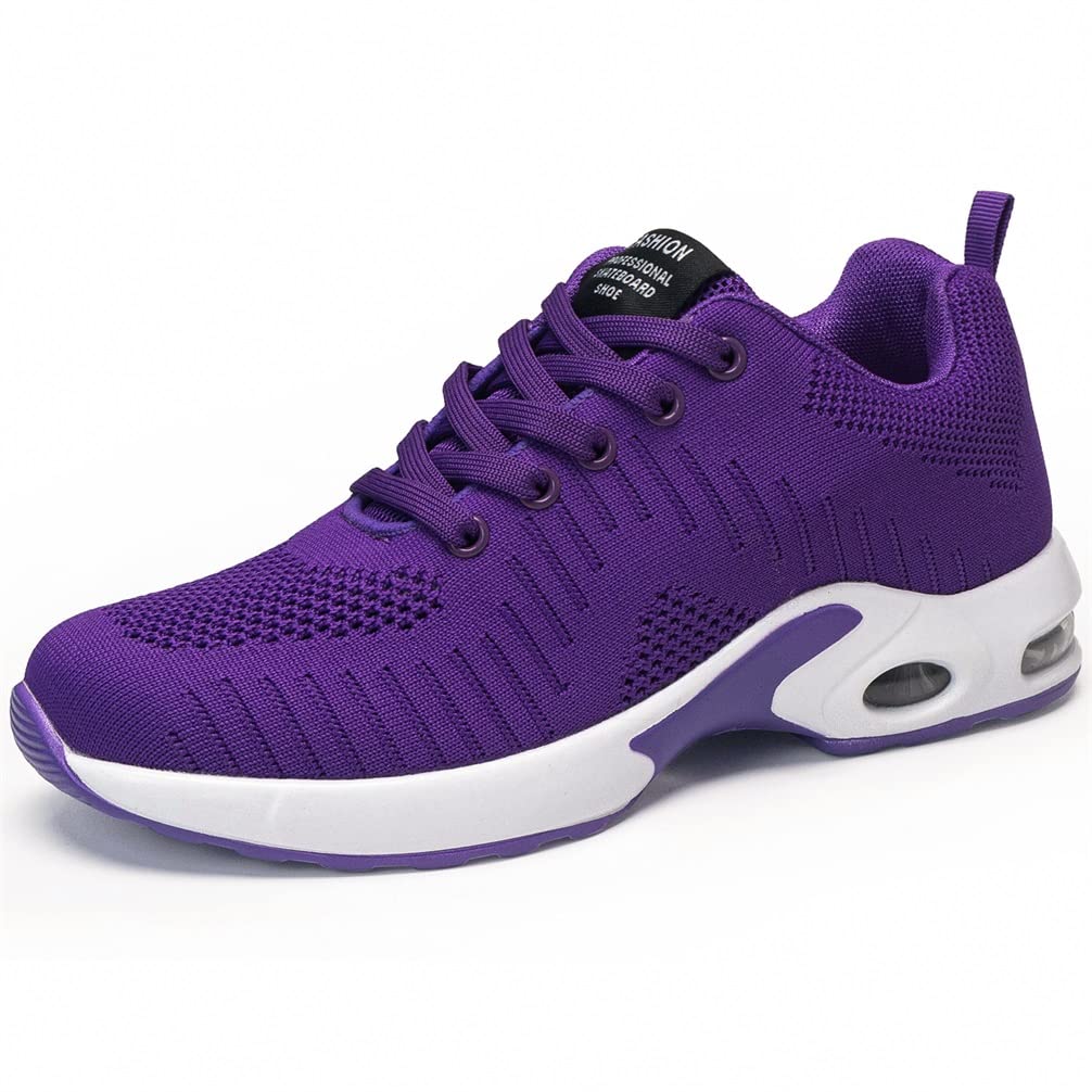 DANNTO Damen Laufschuhe Atmungsaktiv Turnschuhe Schnürer Leichte Stoßfest Mode Sportschuhe Outdoor Athletisch Sneaker für Gym Walking Jogging Laufen Basketball Frühling Sommer(Lila,37)