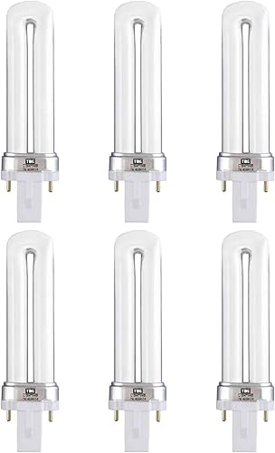 Lámparas CFL de ahorro de energía 7w G23 de 2 pines - Blanco frío 4000 K, vida útil de 8000 horas, 420 lúmenes (paquete de 6)