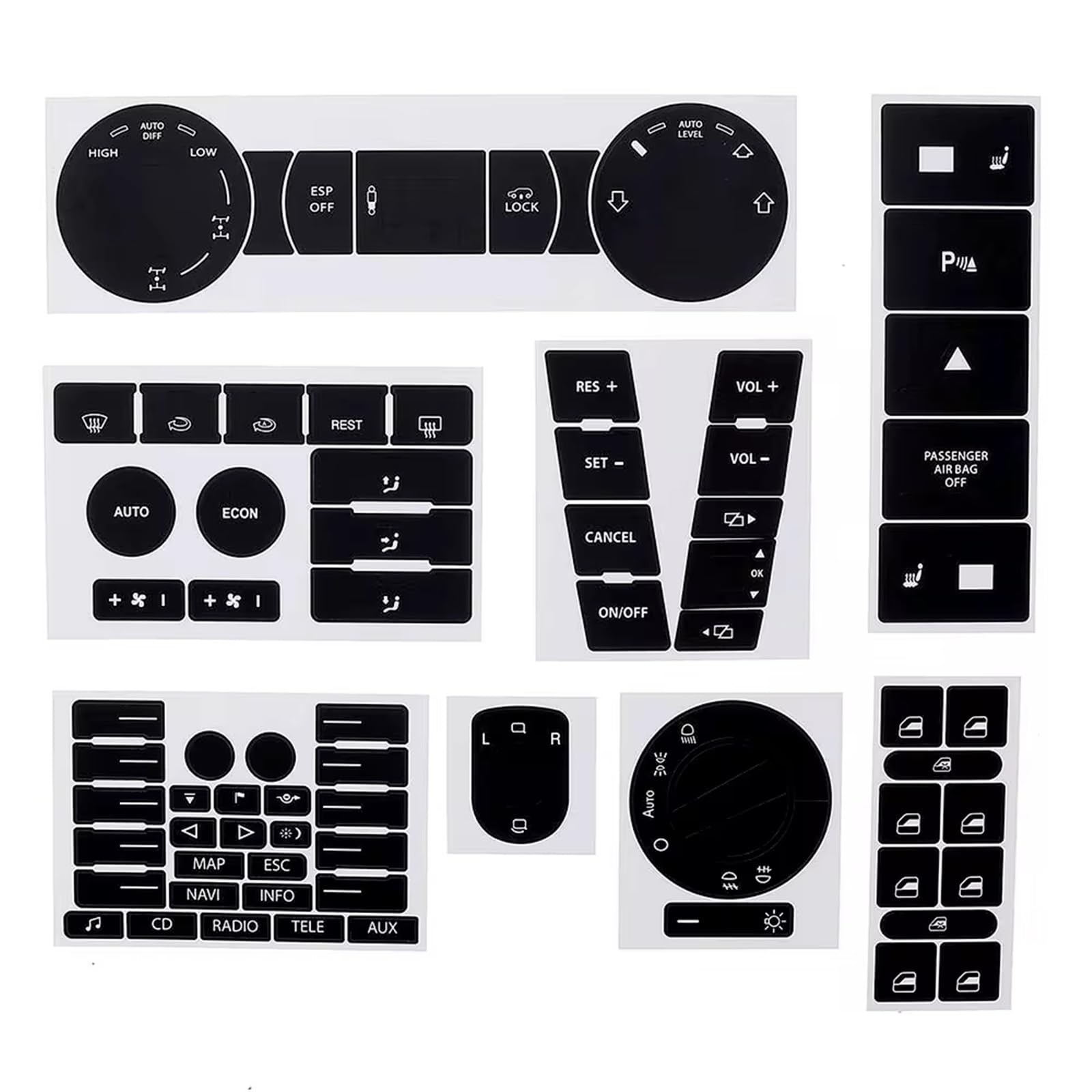 Button Repair Sticker Compatible with VW for Touareg 2005–2010 Car Button Repair Stickers CD for Radio Window Multimedia Audio Button Repair Decals Stickers