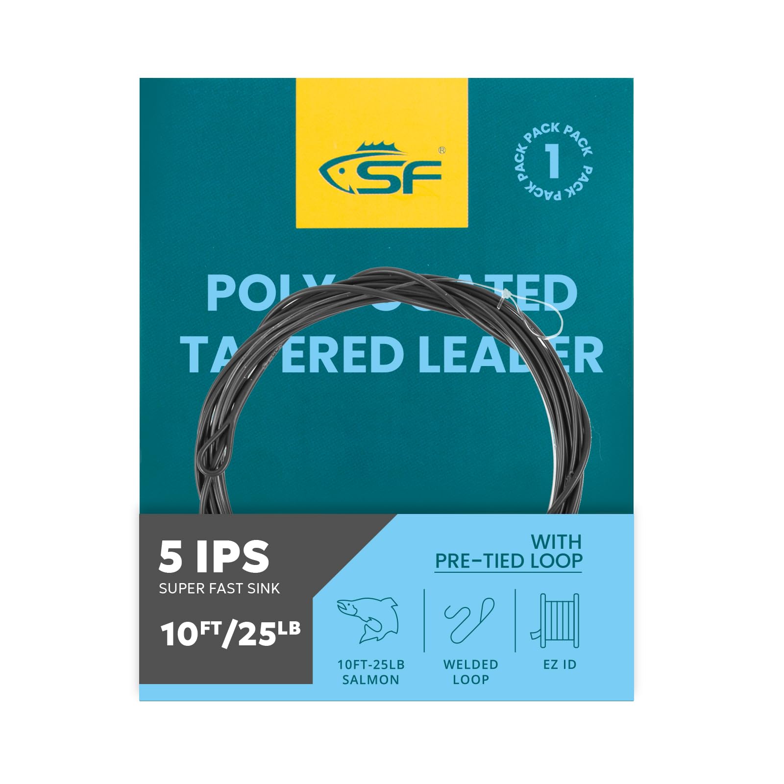 SF Fly Fishing Polyleader Monofilament Core Leader Line Fly Line for 7' Trout and 10' Salmon Poly Leader 7FT/10FT Float Hover Intermediate 3/5/7IPS