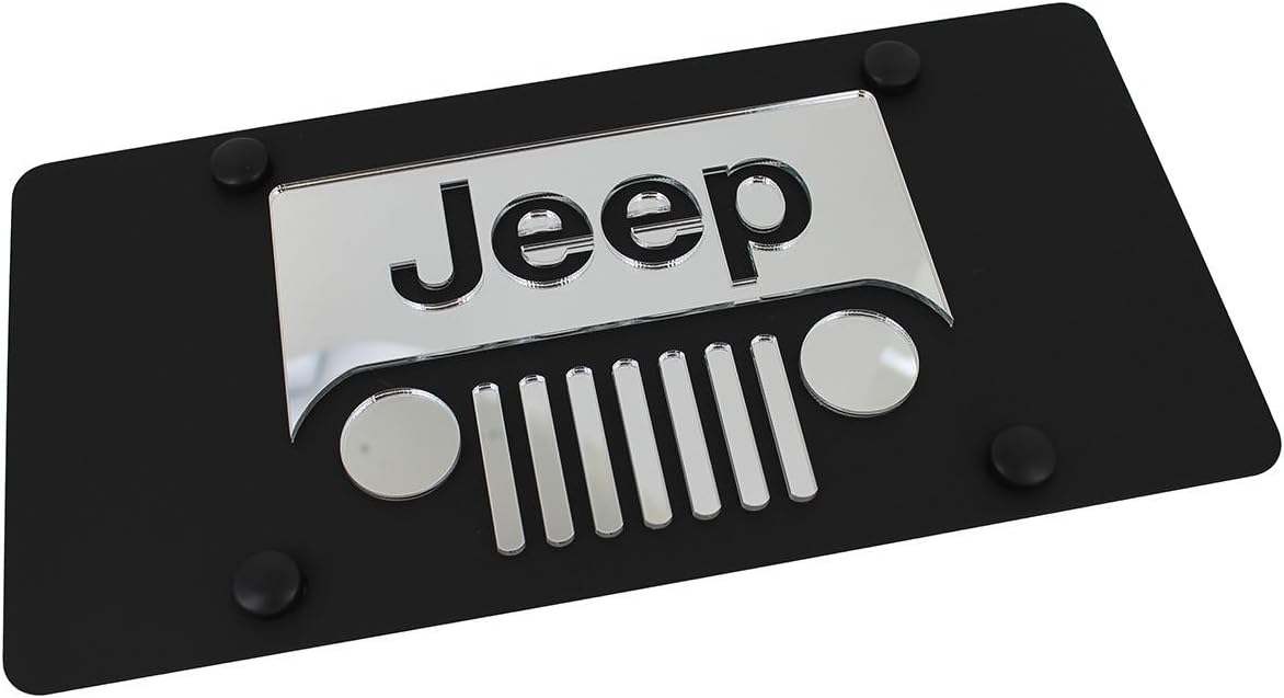 Eurosport Daytona - Compatible with Jeep Grill License Plate on Black Steel