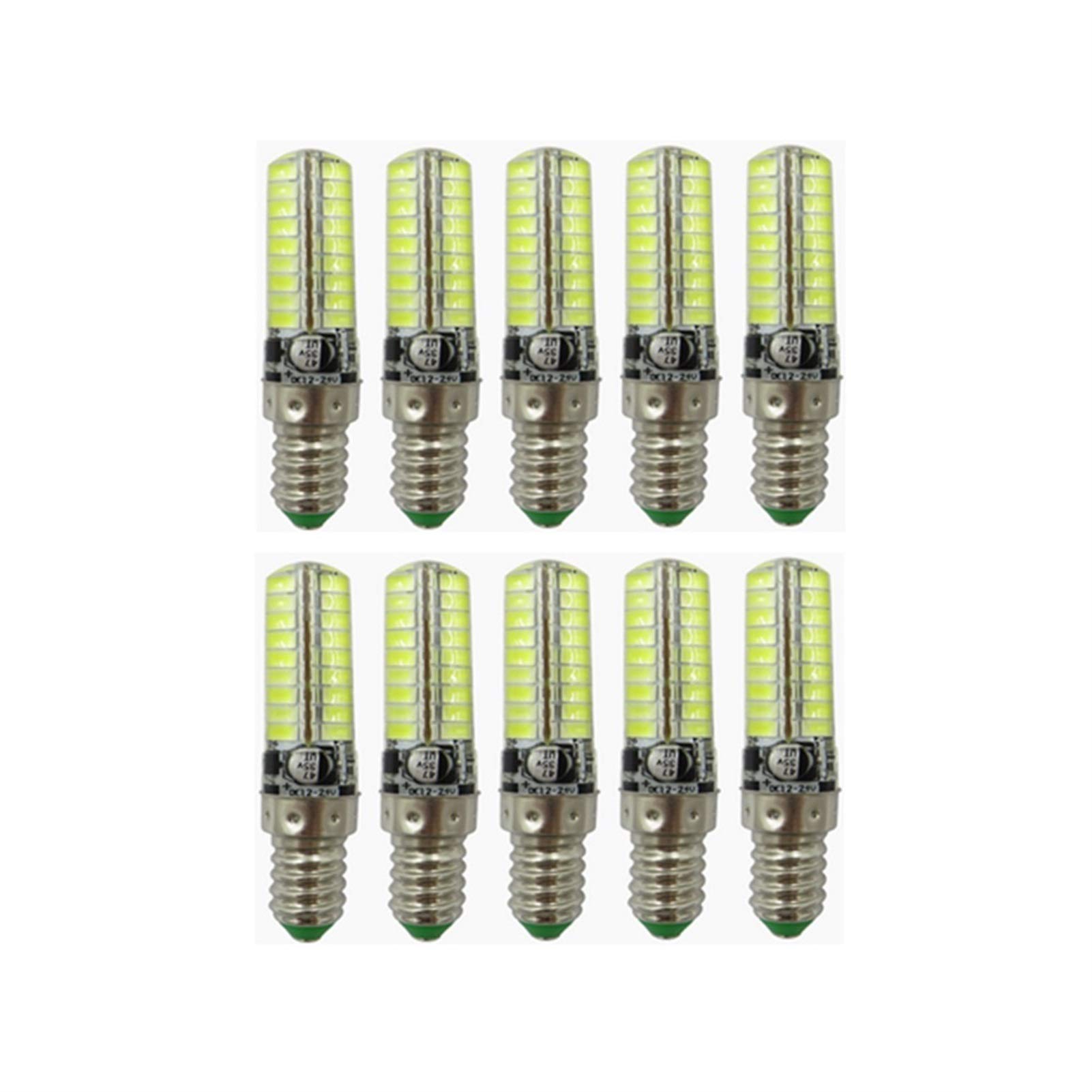 Welsun 12V LED Bulb E14 Base 5W 24V Replace 40W Halogen Light 72led 5730smd 350-400 Lumens White Warm White AC/DC 12-24V 10-Pack (Color : Warm Whtie)