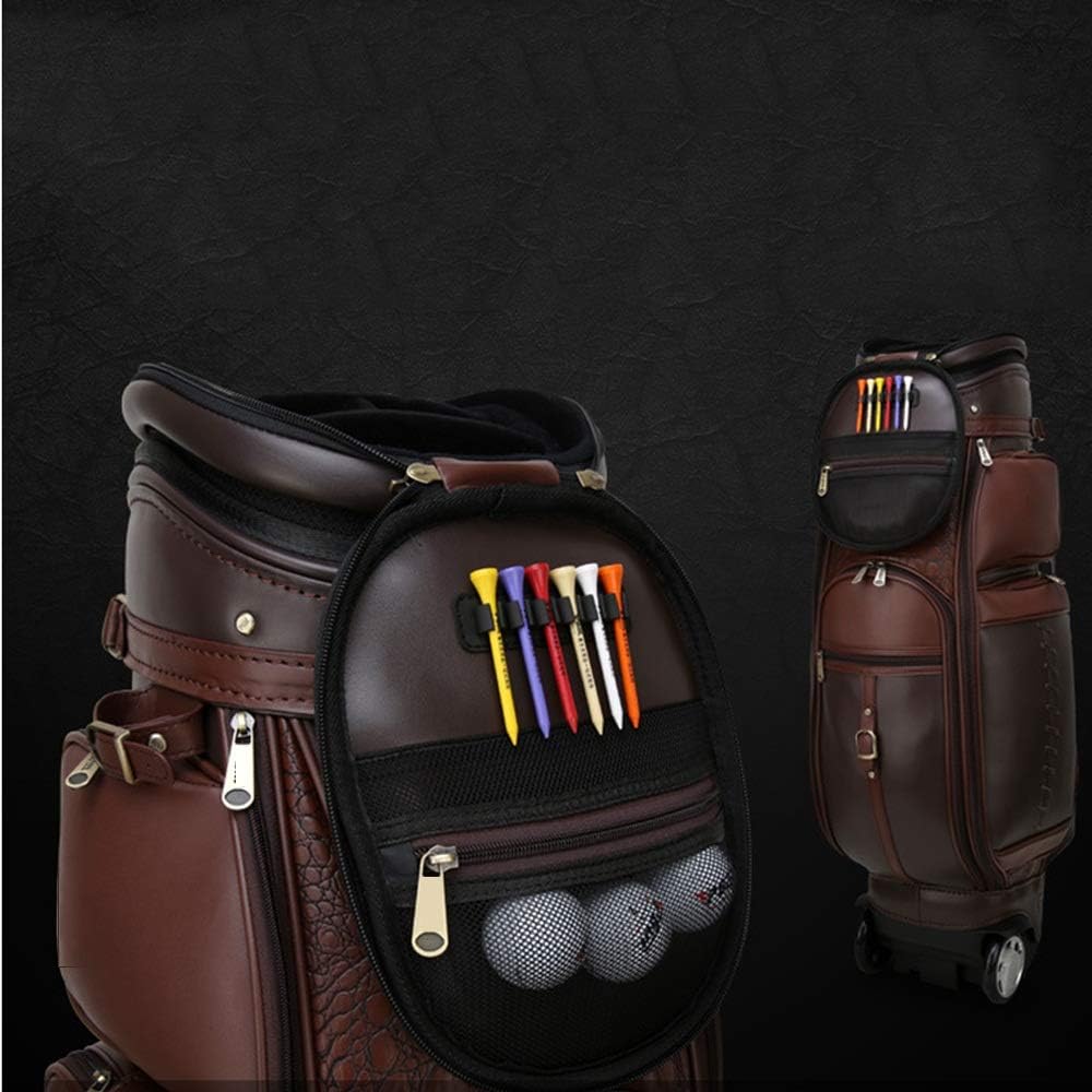 KKMUYBVDG Golf Stand Carry Bag Wheeled Golf Club Travel Bag Case Golf Cart Bag with Wheels Microfiber Leather Retractable Golf Stand Bag Rain Cover (Color : Black, Size : 39x30x125cm) : Sports & Outdoors