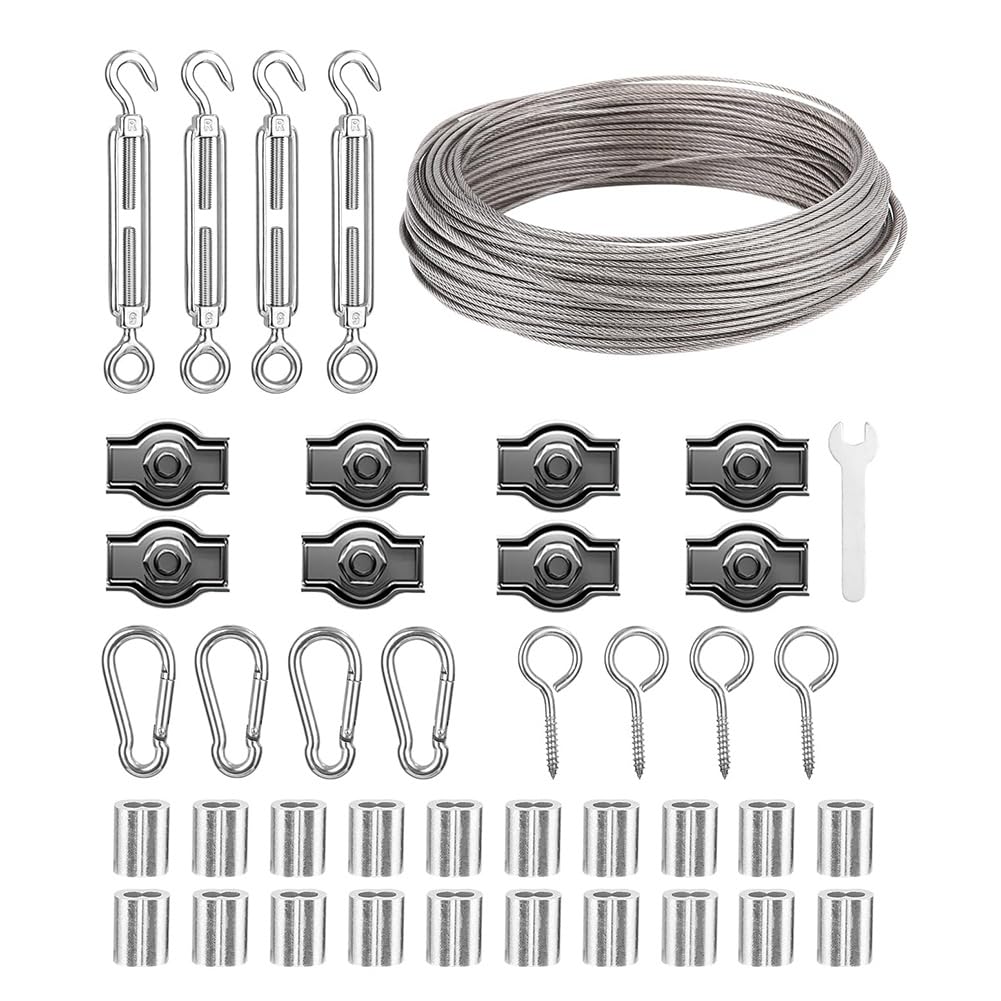 Steowsey Stainless Steel Garden Wire 30M 2mm with Turnbuckle Wire Tensioner,for Climbing Plants,Fence,String Lights