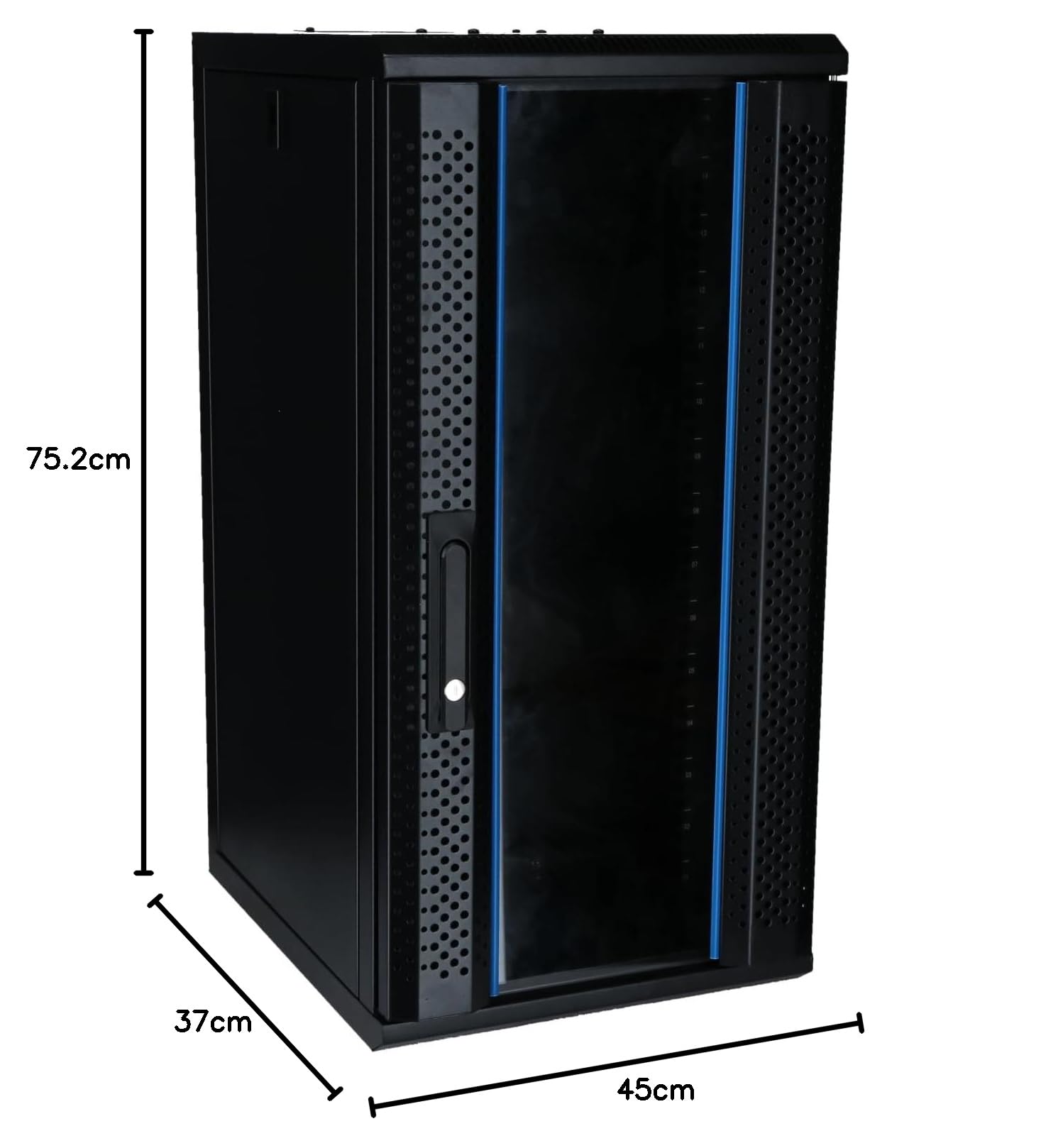15 HE - 10 Zoll Serverschrank - mit Glastür - (BxTxH) 370x450x752mm - Schwarz - für Zuhause und im Büro