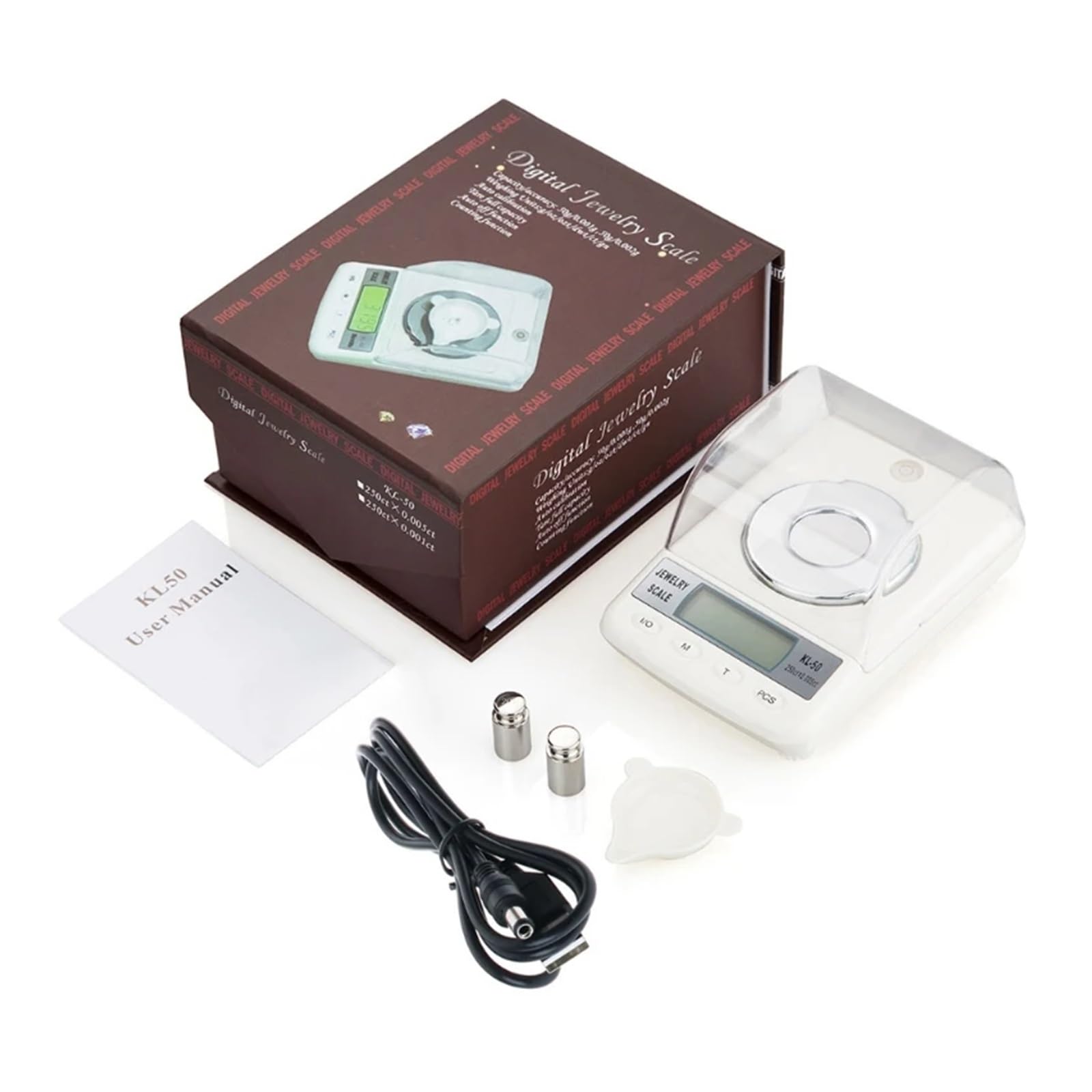 Digital Scales, Skala kieszonkowa 0,001g 50g Cyfrowa skala gramowa, skala ziarna uncji biżuterii, Multifunctional Scale