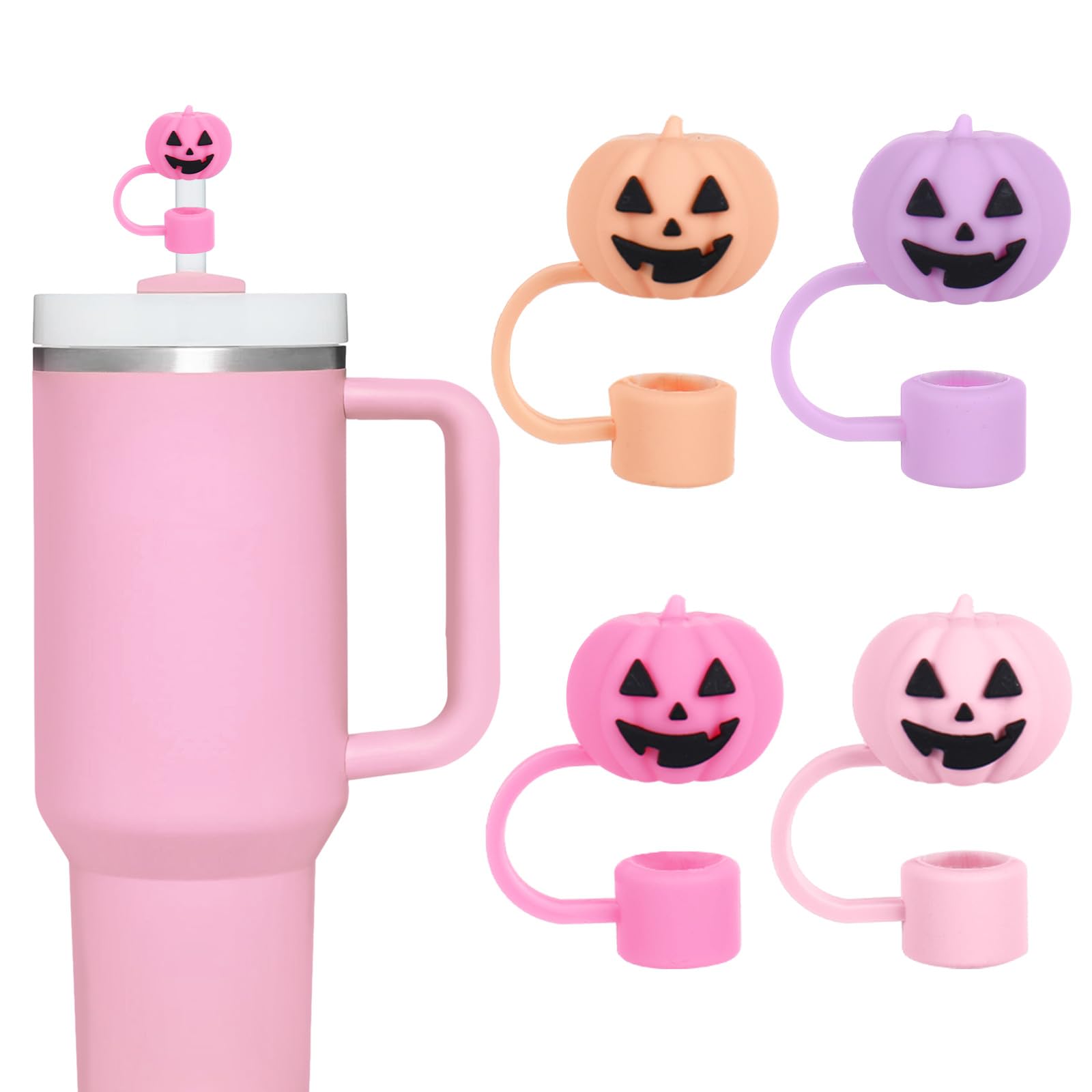 Capuchon de paille Halloween 10mm en silicone pour gobelet 1,2L x4