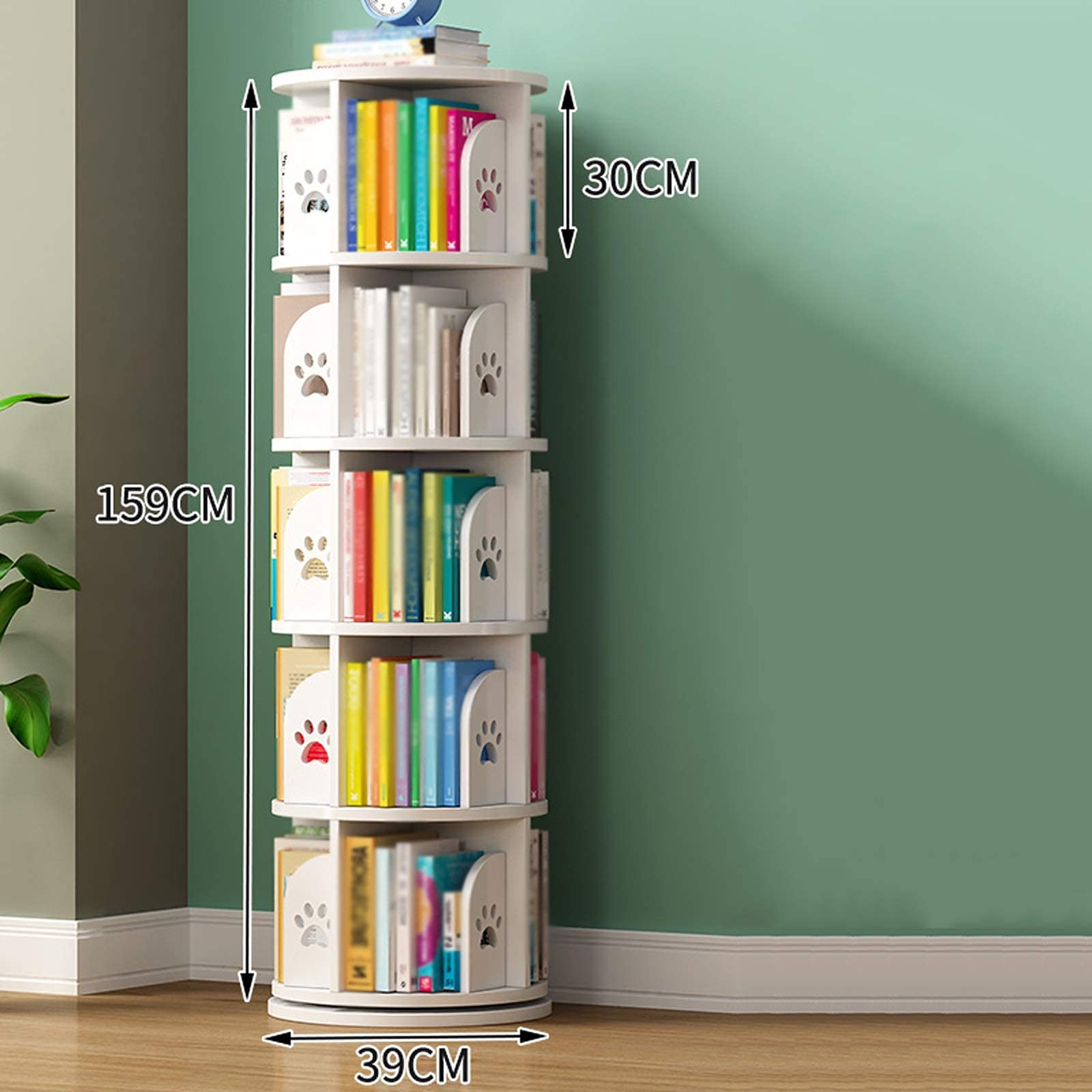 Libreria rotante a 360 gradi dal pavimento al soffitto libreria salvaspazio per libri illustrati per bambini bianco 39 x 159 cm
