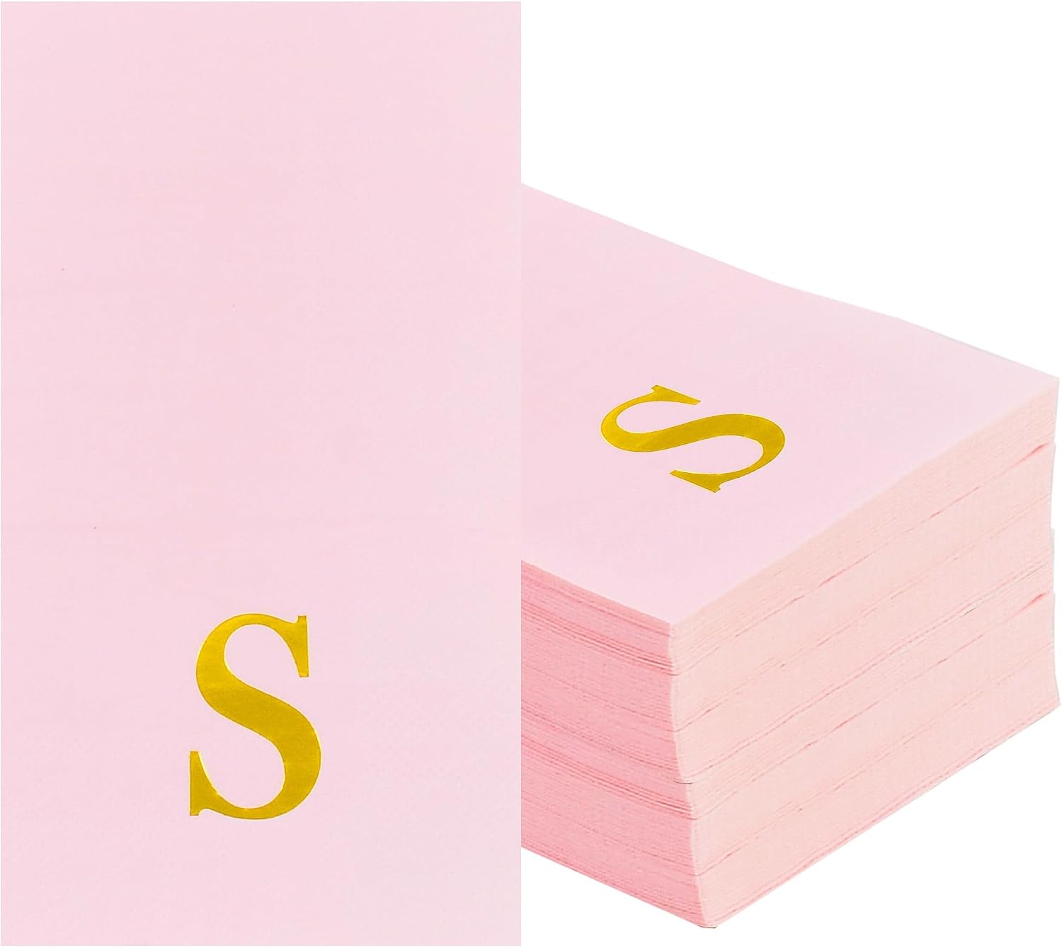 Vuzvuv 16 X 13 Inch Pink Gold Letter 'S 'cocktail napkins Guest Towels