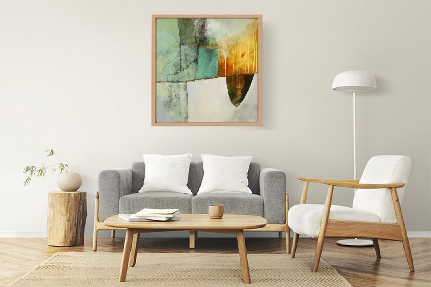 VERRE ART Printed Framed Canvas Painting for Home Decor Office Wall Studio Wall Living Room Decoration (22x22inch Wooden Floater) - Submerge #2