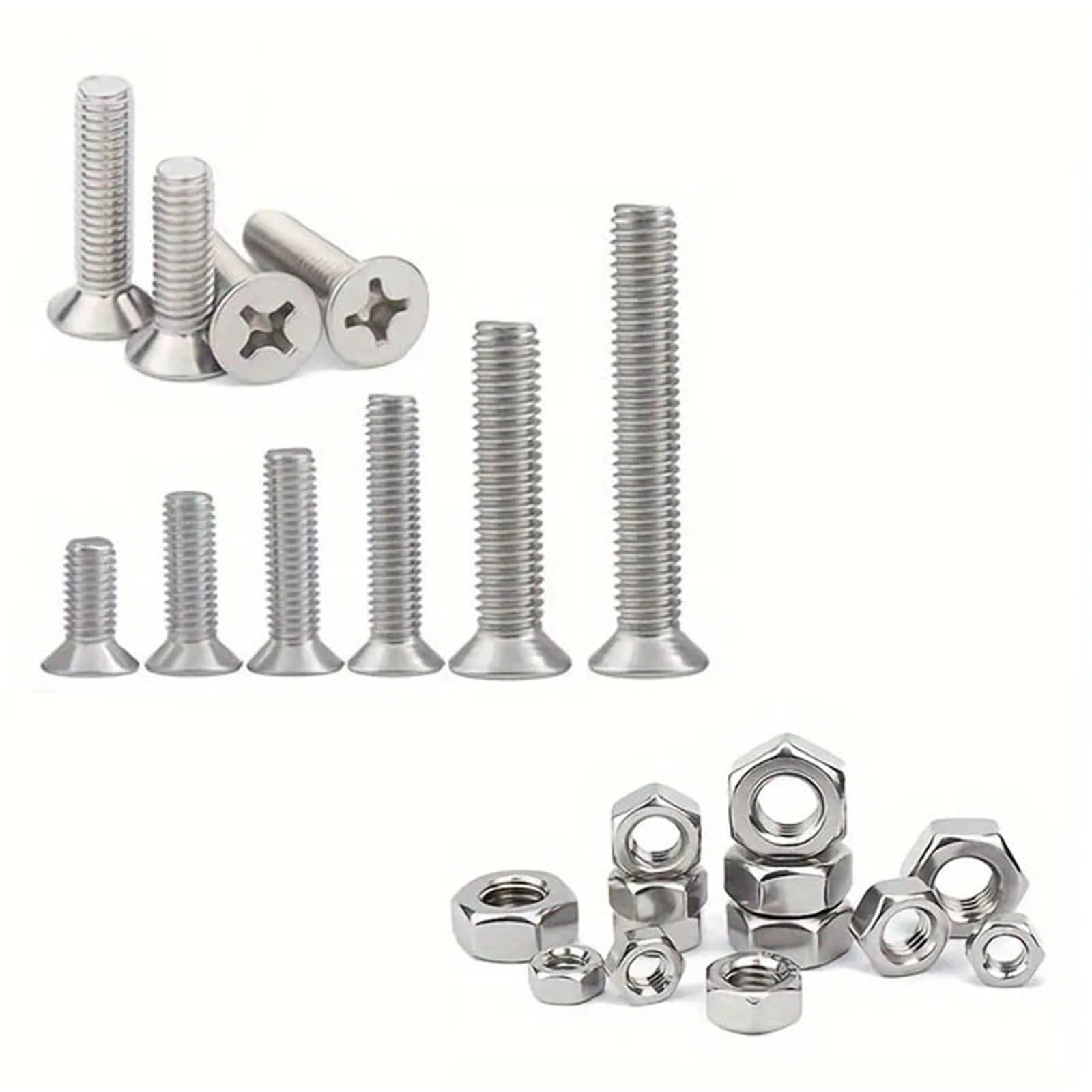 Tornillos avellanados acero inoxidable Kit de tornillos acero inoxidable (M3 y M4), 220/335 Uds.: avellanador Phillips con tuercas, for hogar/taller/bricolaje(335pcs)