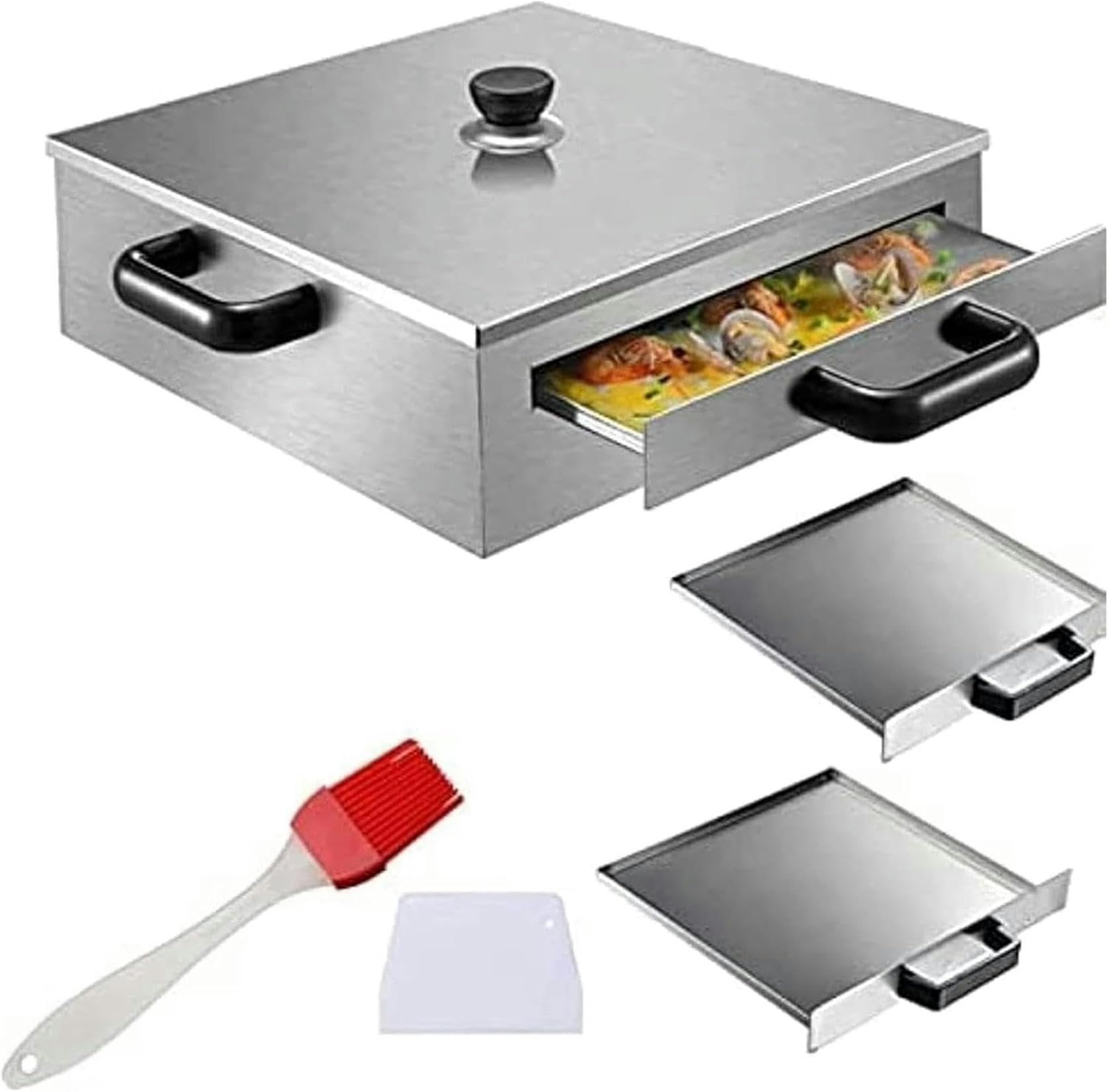 FHRKA Rice Roll Steamer, Rice Noodle Rolls Machine, Openable Top Lid, Can be Used for Steaming Taro, Steamed Buns, and Dumplings-