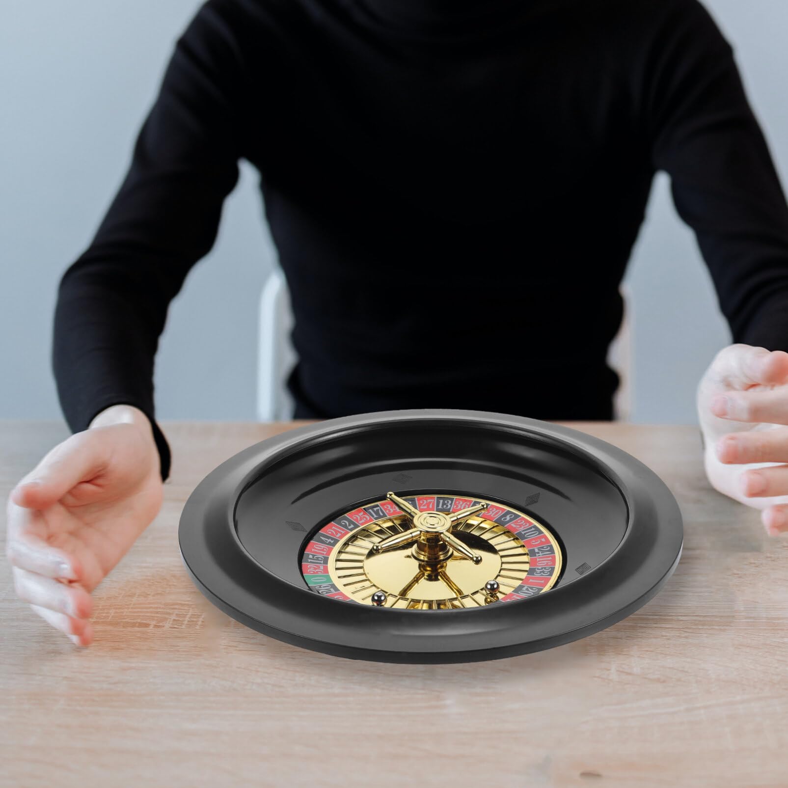 Ifundom Ruota della Roulette da 10 Pollici - Gioco da Poker da Tavolo Russo Rotante in Plastica - Prop per Feste