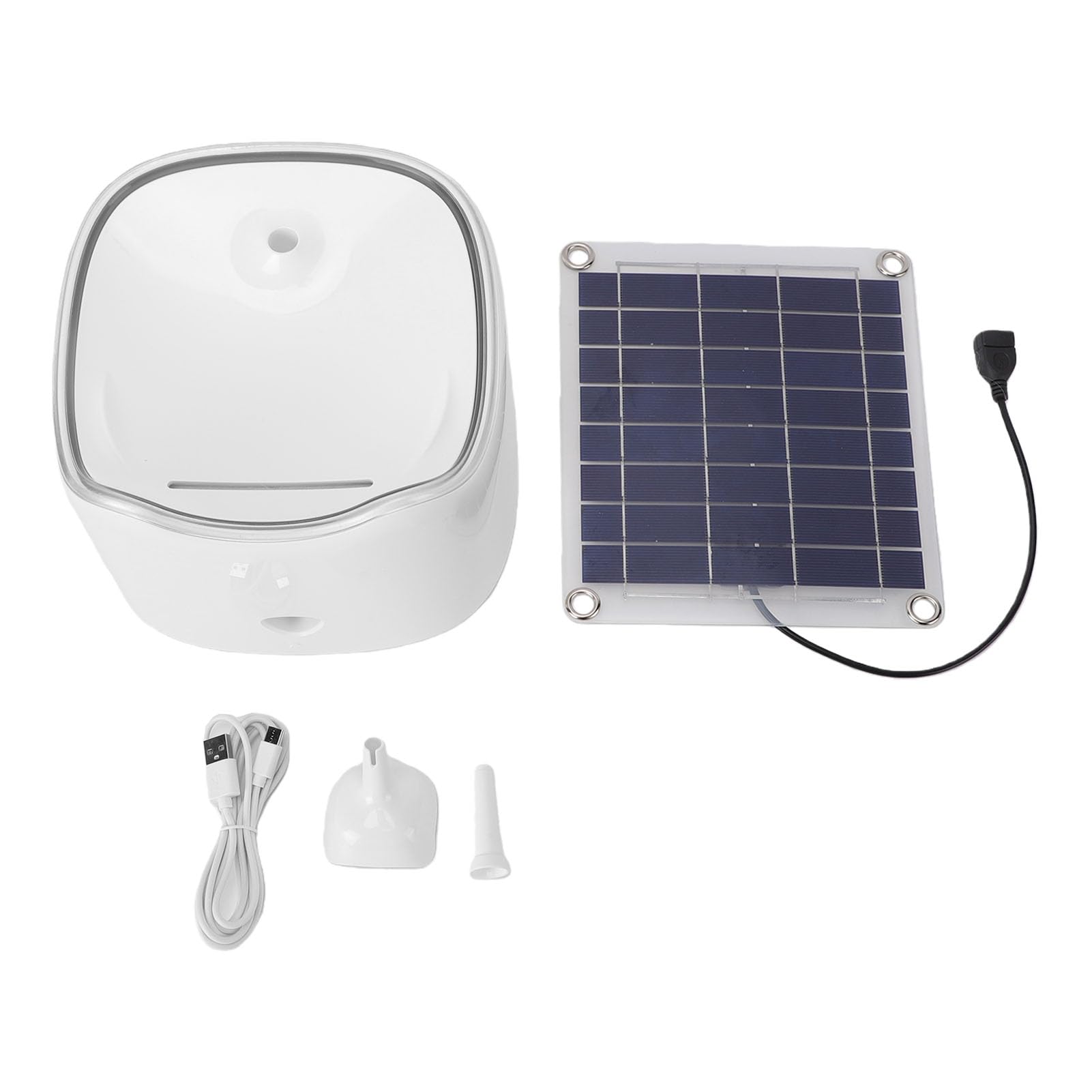 Generic Fuente de Agua para Gatos Silenciosa con Energía Solar, Dispensador de Agua para Perros de 1,8 L para Múltiples Mascotas, Material de Silicona Monocristalina ABS Seguro