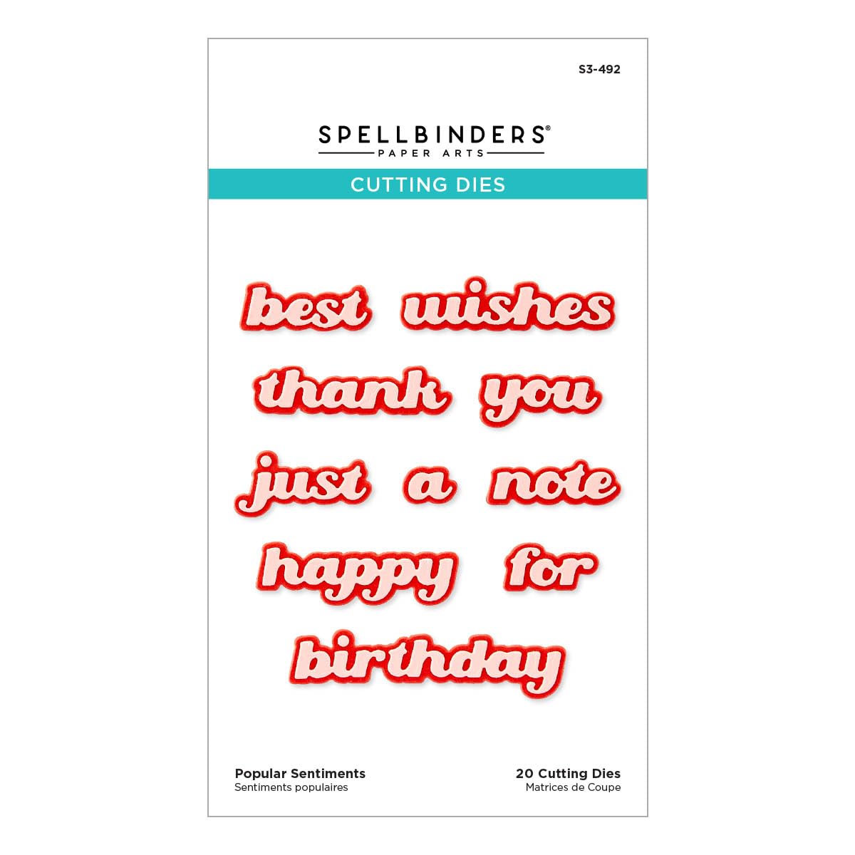 Spellbinders Popular Sentiments Etched Dies from The Sealed for Christmas Collection