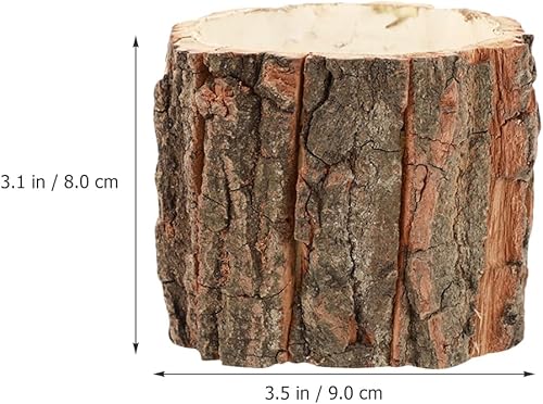 Miniatura 2 de Maceta de madera natural, 3 unidades, cubo de corteza, maceta rústica, florero, contenedor para arreglos florales para decoración del hogar en