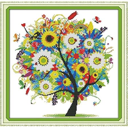YHX926 Kreuzstich-Set Für Anfänger - Vorgedruckt Mit Pfau-Motiv 40x50 Cm - 11CT Inkl. Werkzeug & Baumwollgarn