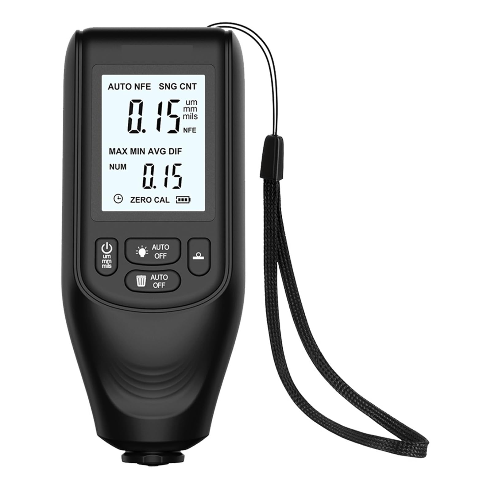 LNHHG Paint Thickness Gauge, 0-2000UM Digital Coating Thickness Gauge FE/NFE Car Paint Measuring Meter Auto Measurement(Nero)