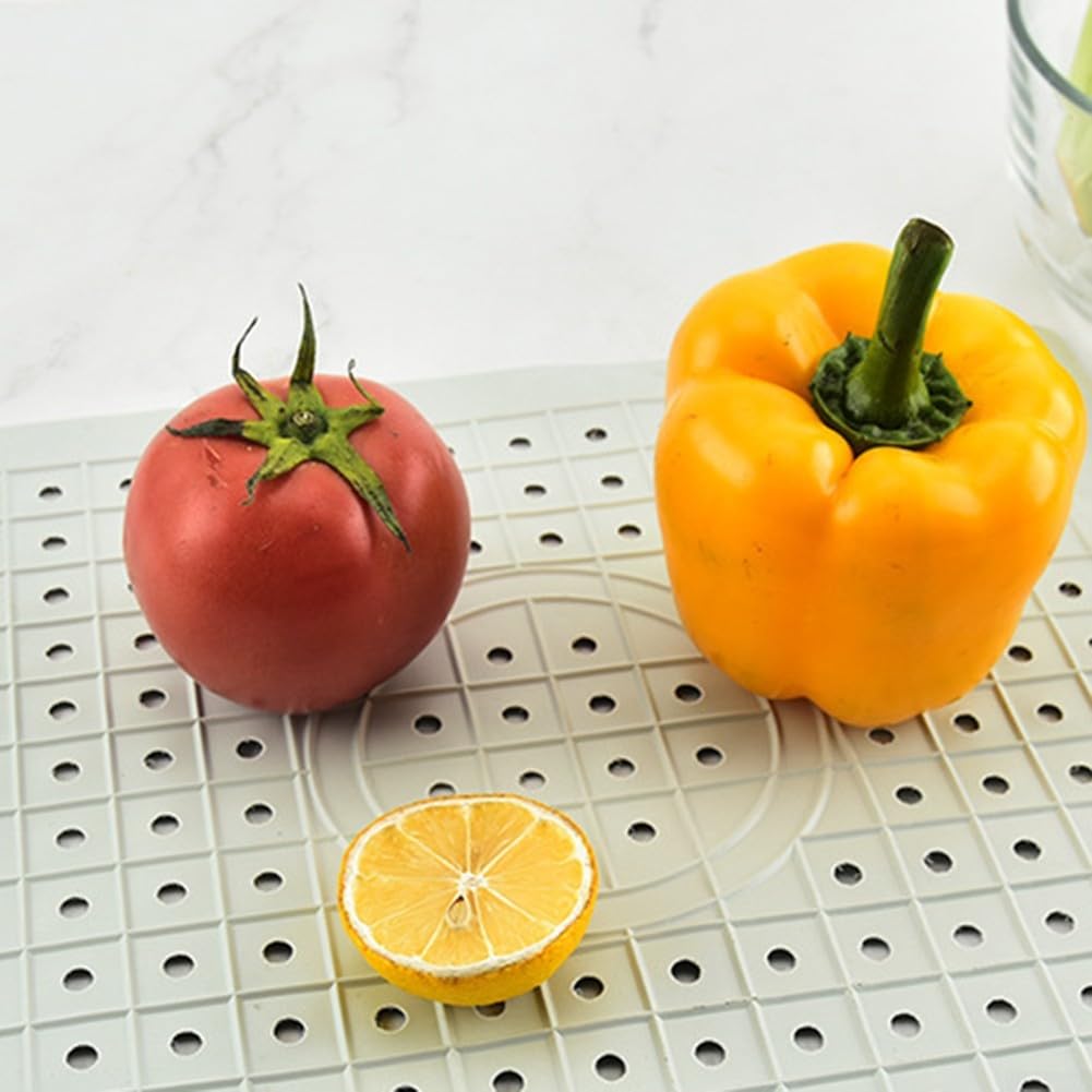 Tapete de goma antideslizante resistente al calor para fregadero de cocina, escurridor de platos de secado rápido y soporte para ollas, 30,6 cm de diámetro (negro redondo)