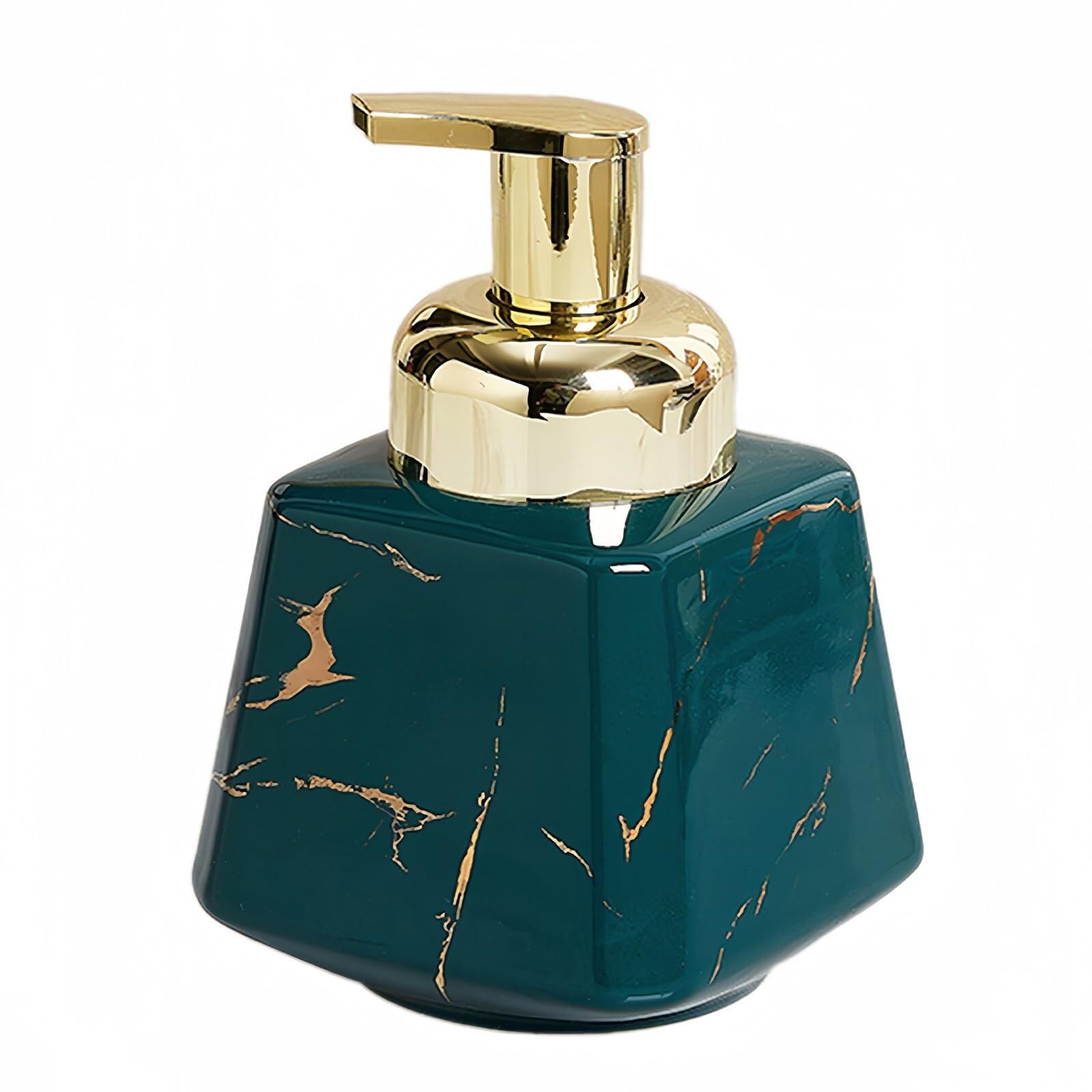 Qyleee Green Hand Marble Ceramic Foaming Bottle Foam With Gold Pump Hand Bottles For Barthroom Kitchen Dish For Bathroom(Green)