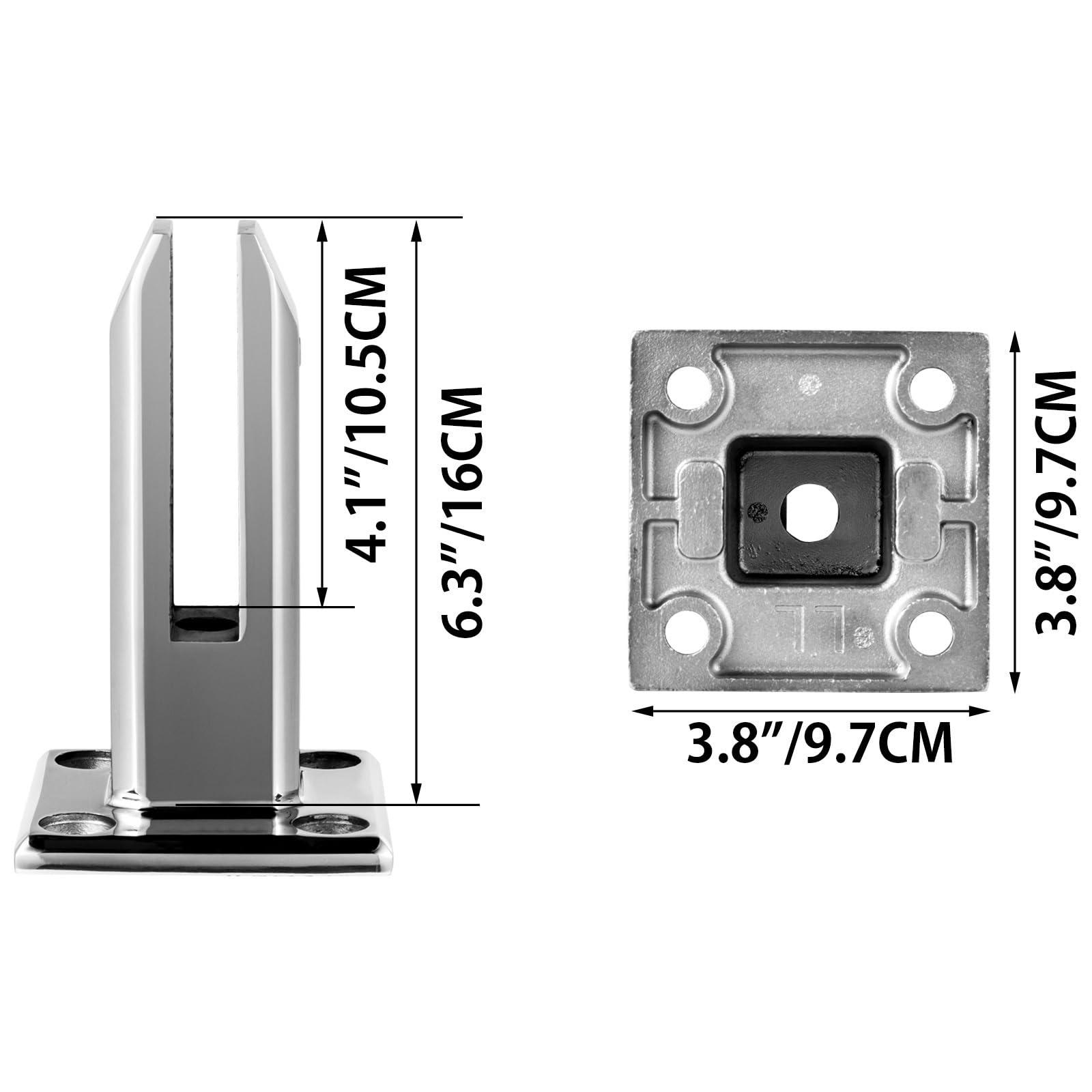 Zacisk szklany ze stali nierdzewnej dom ogród balkon szklane czopy słupek balustrada zacisk zaciskowy ogrodzeniowy Stabilna Paca(Silver Square 10pcs)